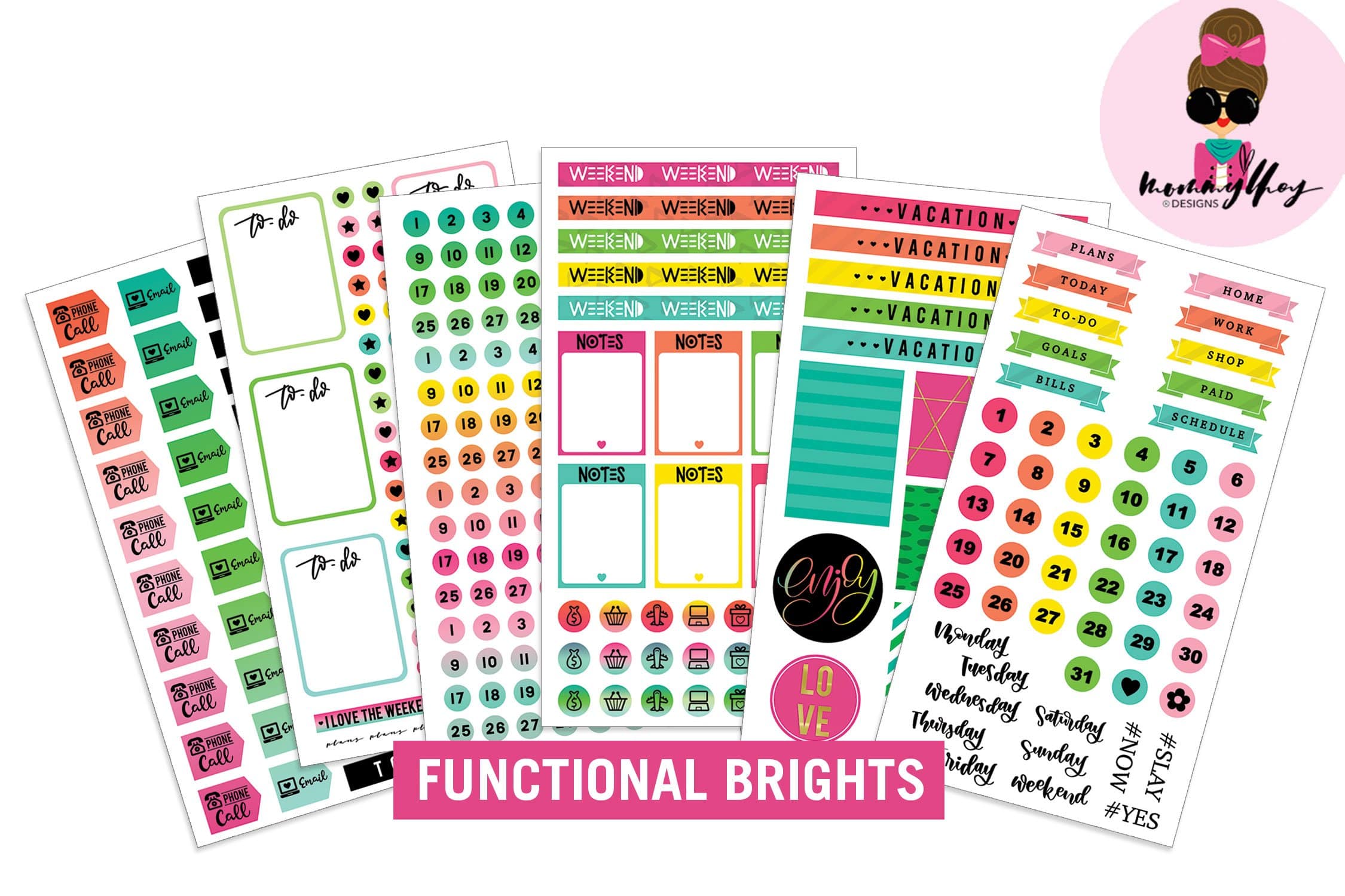  Planner Stickers - Functional Brights、mySite、ghnorth