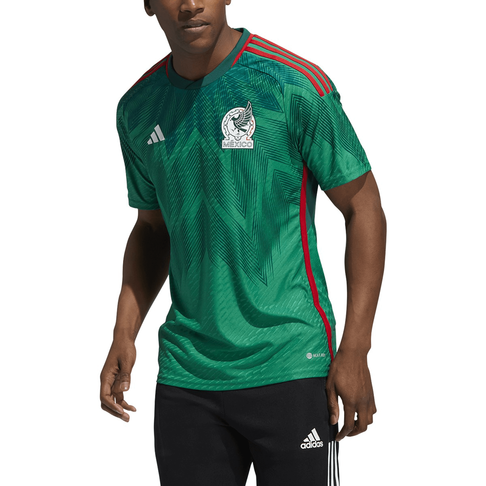 adidas Men's Mexico 2022 Authentic Home Jersey Vivid Green/Green、mySite、noshort