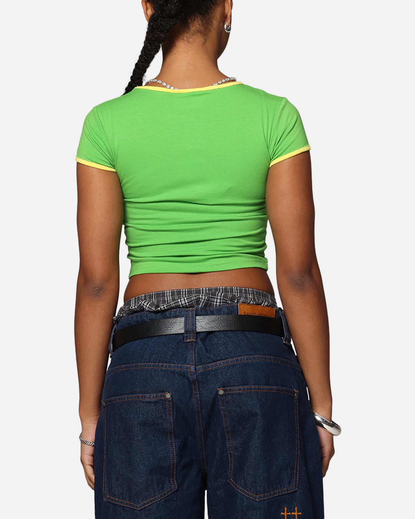 Ed Hardy Women's Blooming Baby Ringer T-Shirt Green/Yellow、mySite、zt4zffjzw