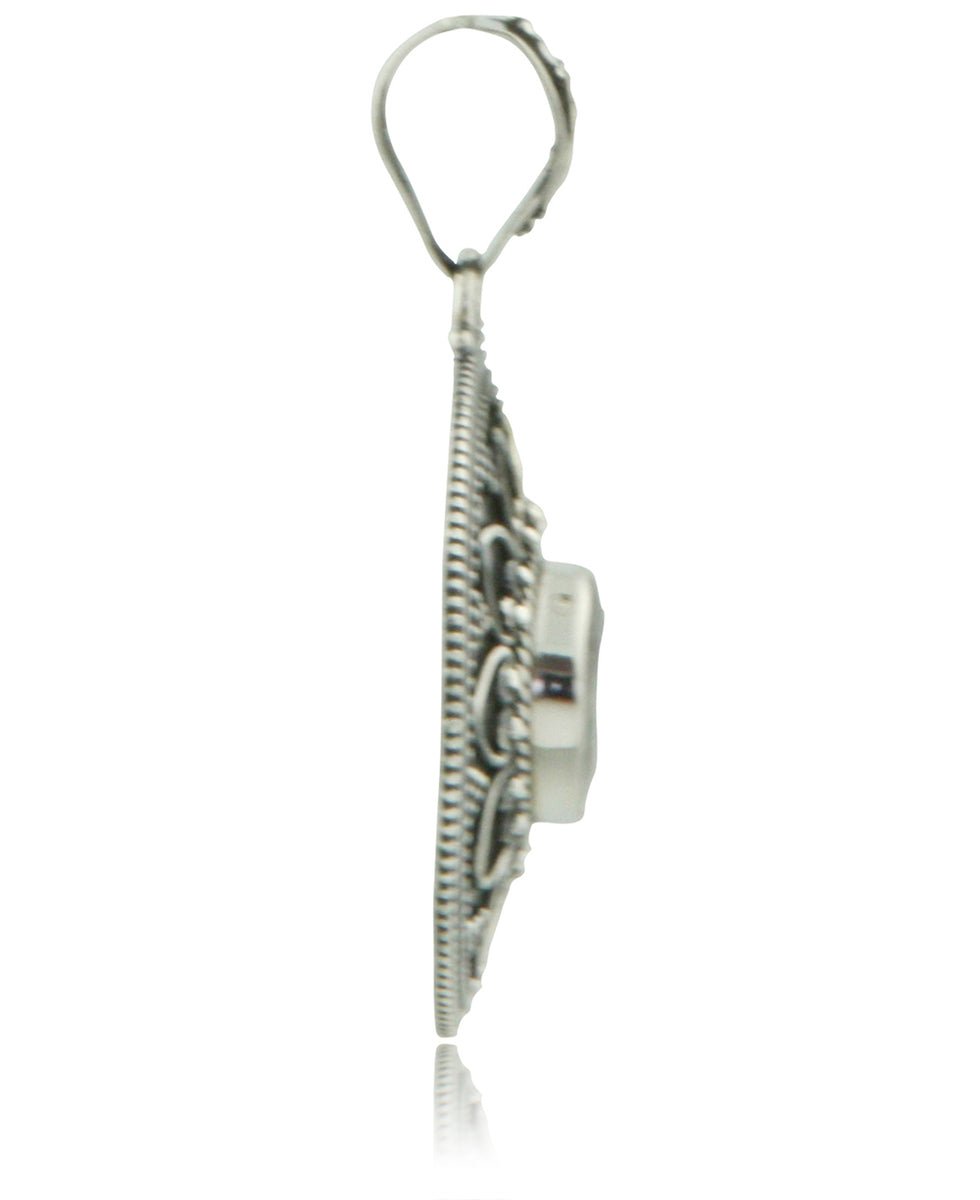 Lotus Metalwork Pendant with Labradorite, Sterling Silver、mySite、topwebapps