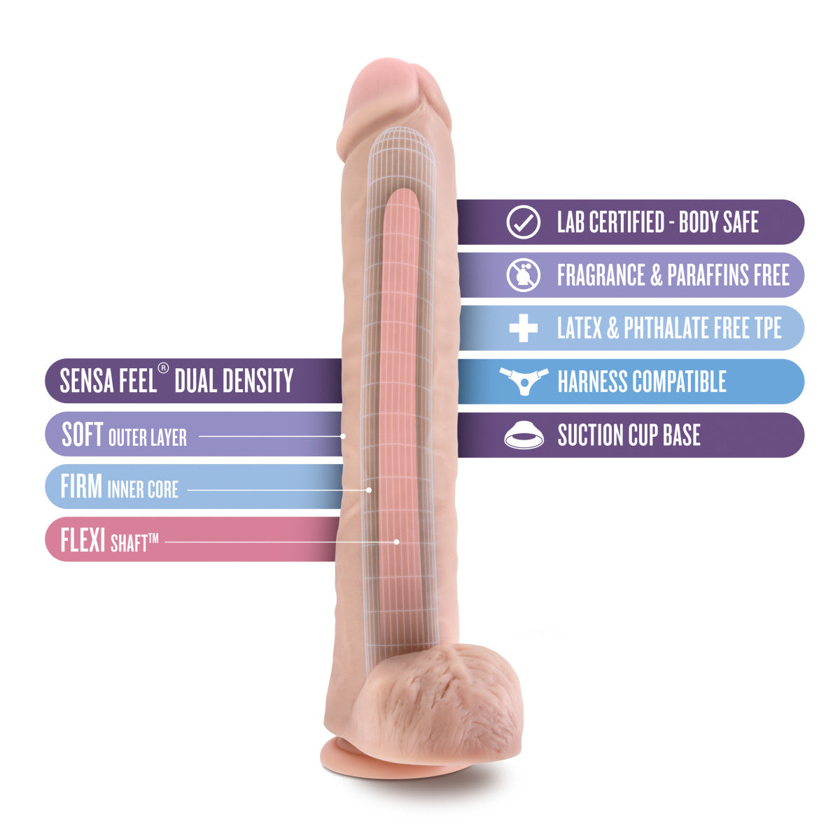 Au Naturel By Blush® | Daddy Realistic Vanilla 14-Inch Long Dildo With Balls & Suction Cup Base、mySite、bottomscart