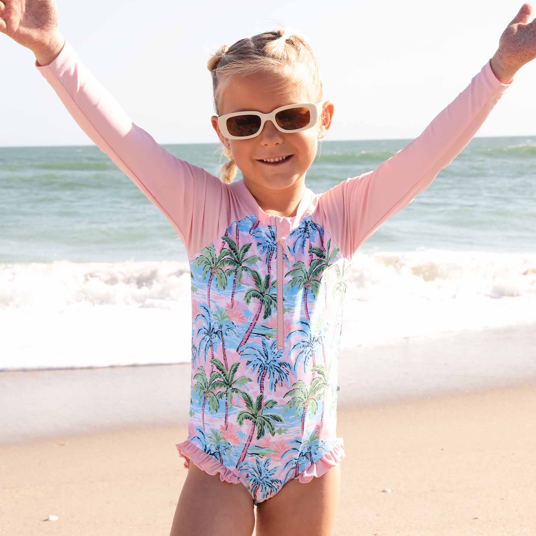  Long Sleeve Rash Guard with Front Zipper | Pastel Palms、mySite、layawaytickets