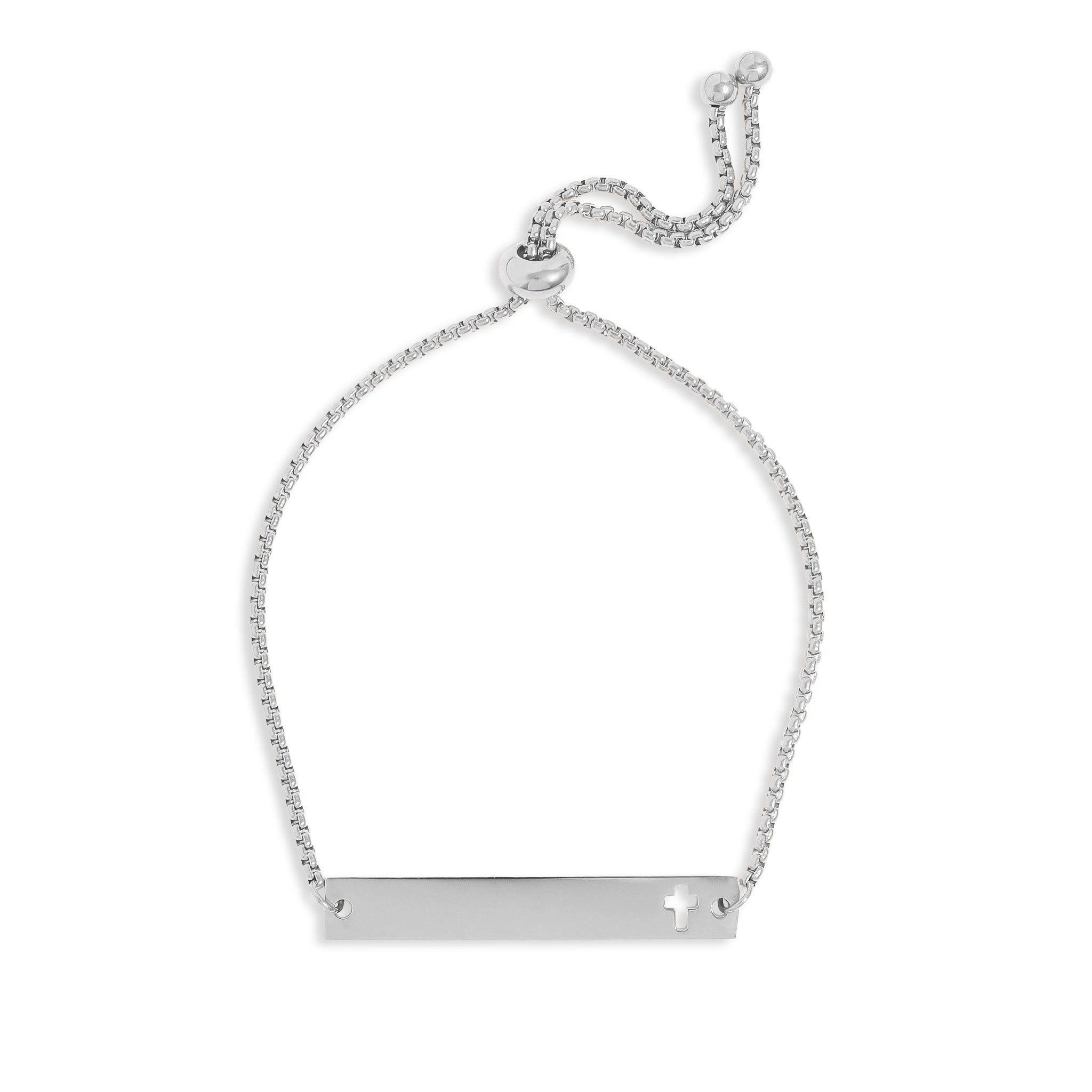 18K Gold PVD Stainless Steel Flat Adjustable Cross Cutout Blank Bar Bracelet / SBB0191、mySite、dreamappss