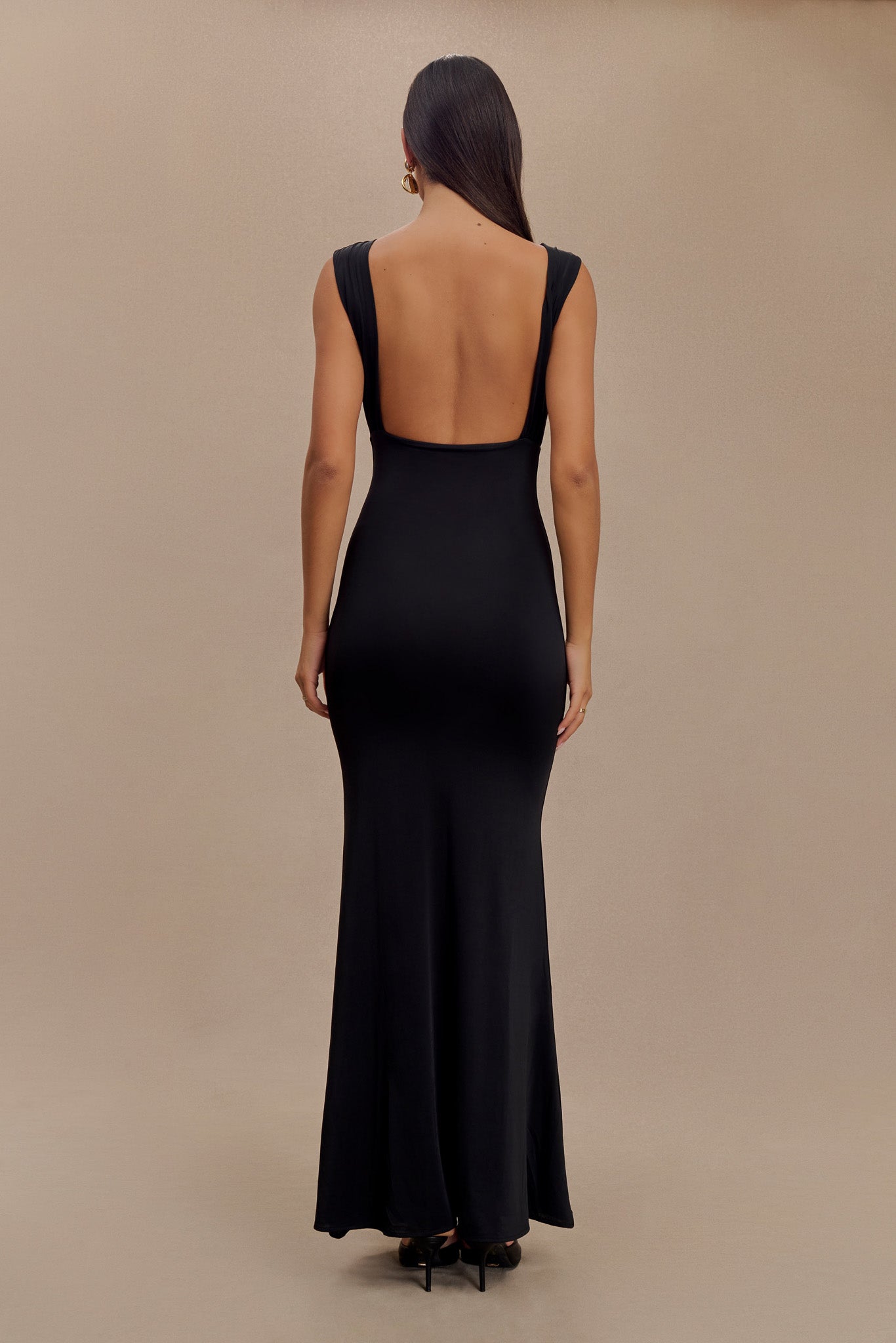 Malia Slinky Ruched Maxi Dress - Black、mySite、solidvoid