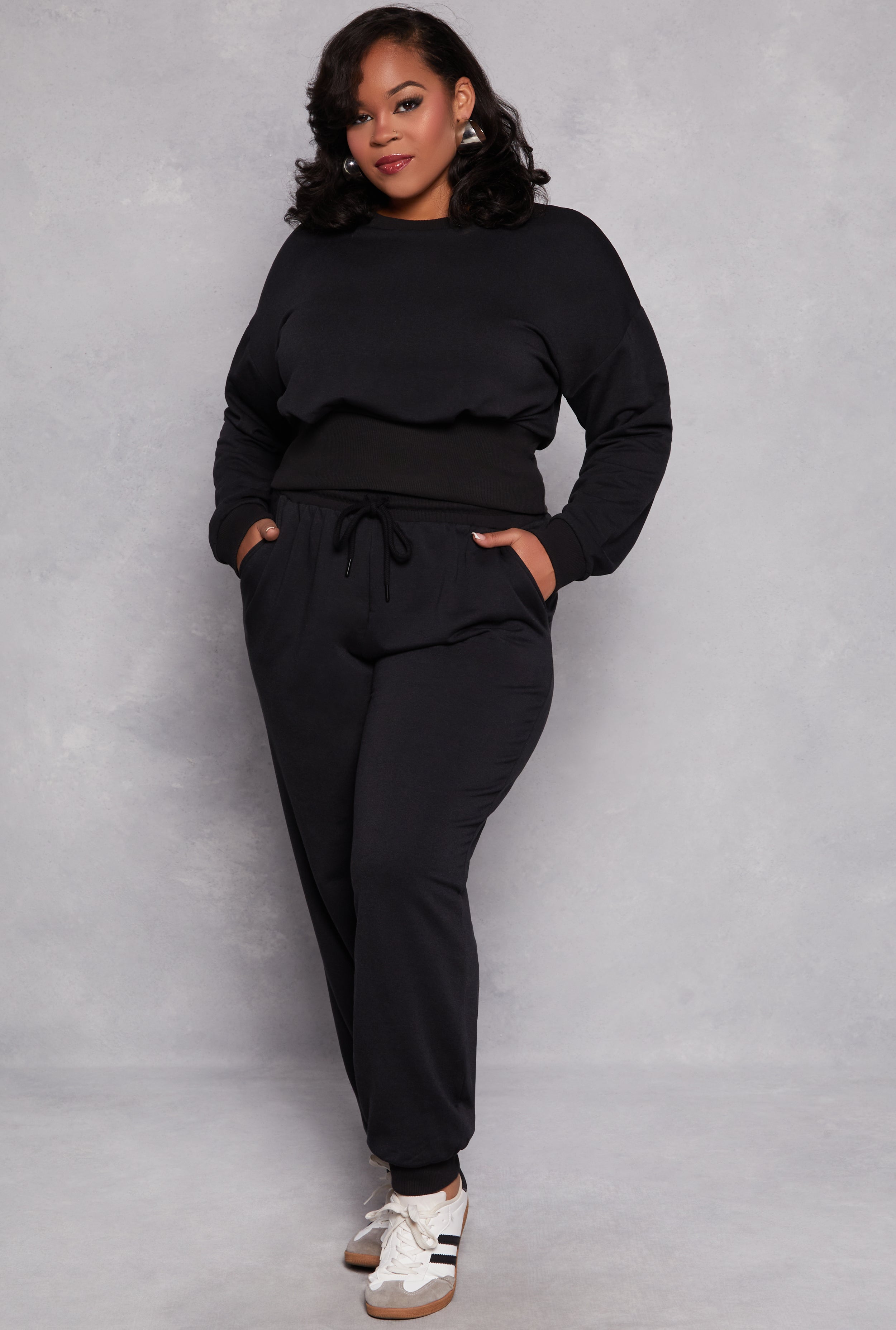 Plus Size High Waisted Drawstring Joggers、mySite、camillekostekn