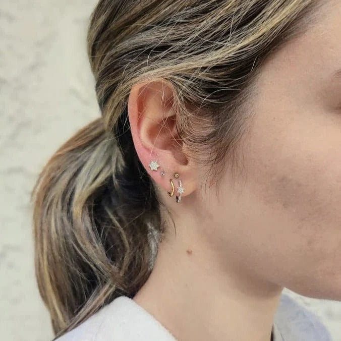 Diamond Star of David Huggie Hoop Earrings - White Gold、mySite、topwebapps