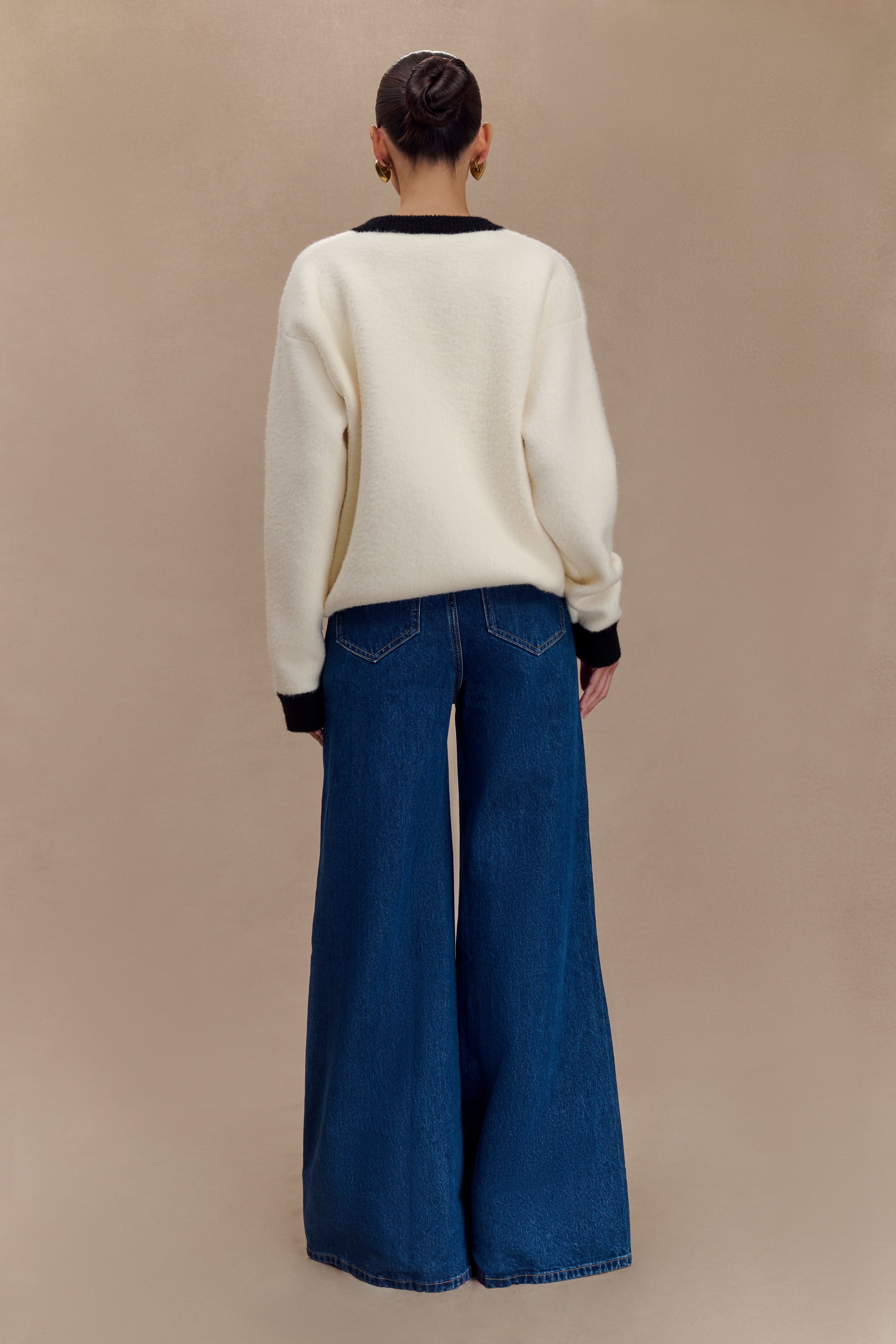 Jen Wide Leg Flare Denim Jeans - Dark Blue、mySite、solidvoid
