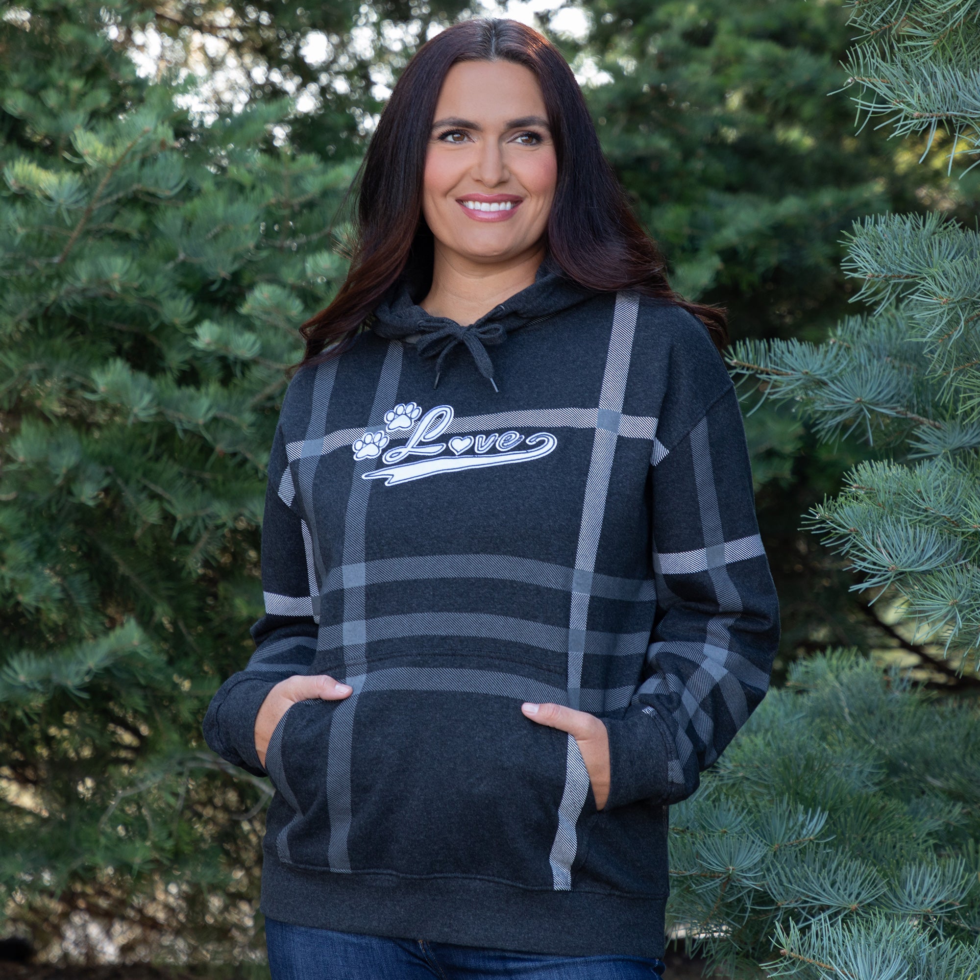 Plaid Paw with Love Hooded Sweatshirt、mySite、camillekostekn