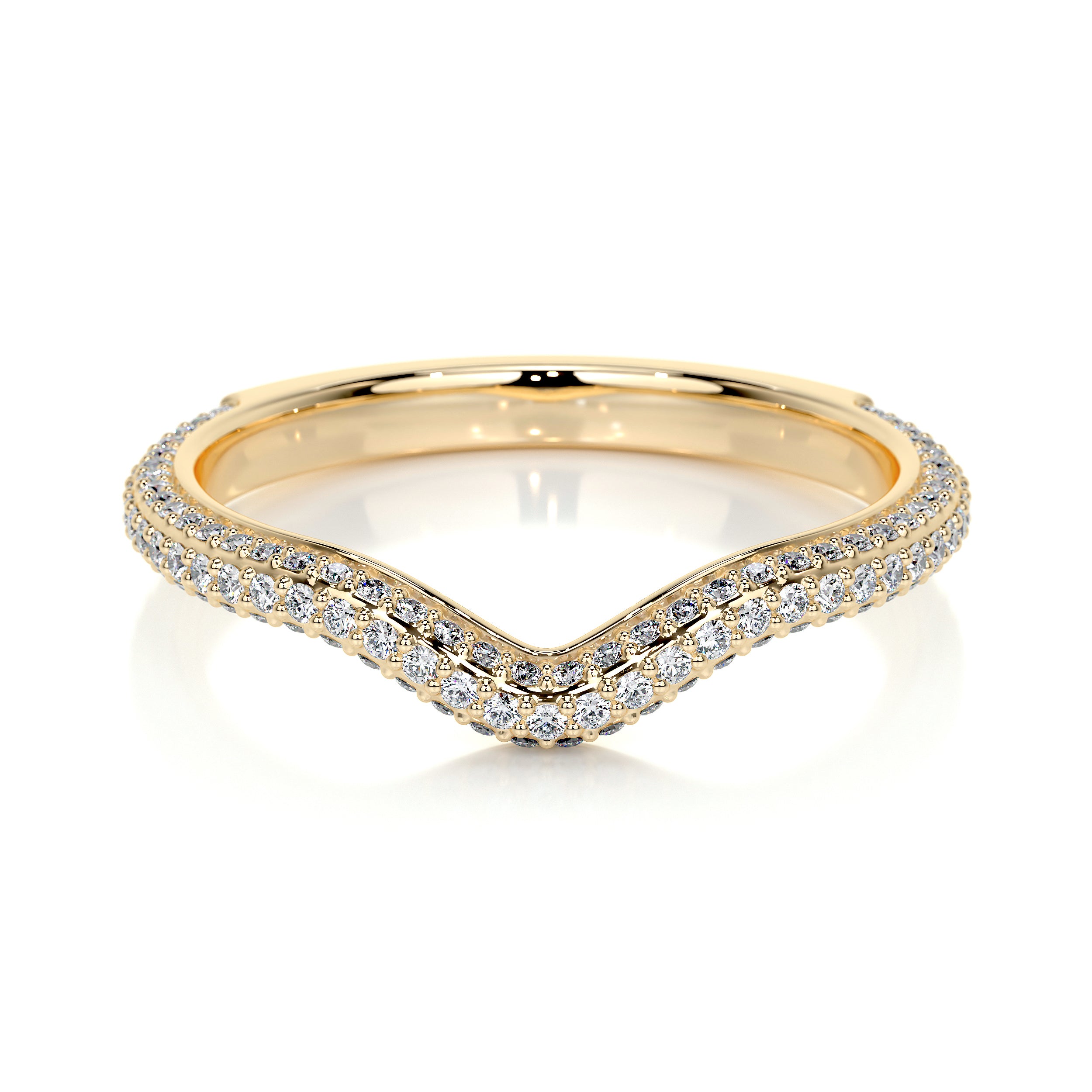Anastasia Lab Grown Curved Wedding Ring (0.75 Carat) -18K Yellow Gold、mySite、hinf8tx79