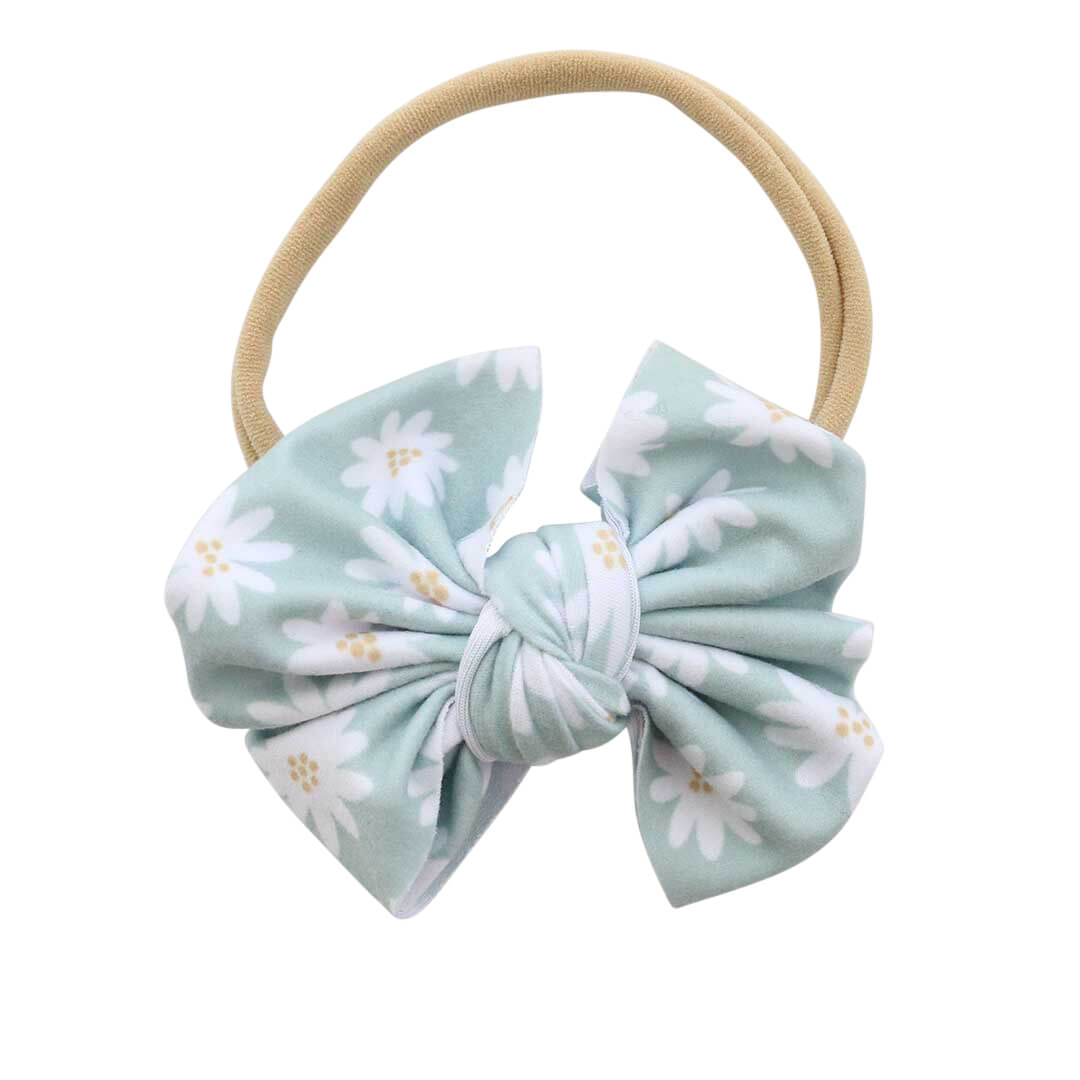  Soft Green Daisy Knit Bow Headband、mySite、layawaytickets