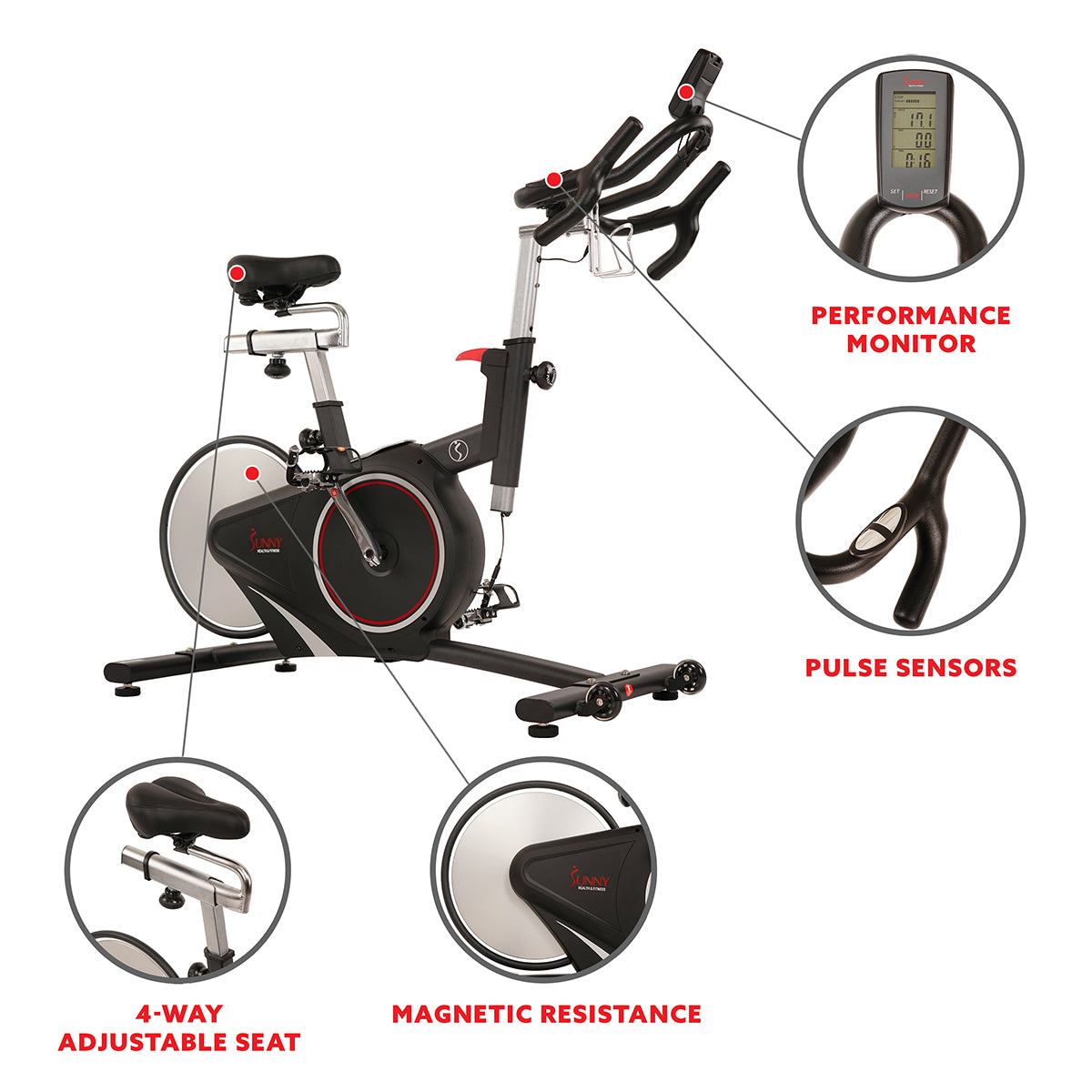  Magnetic Rear Belt Drive Stationary Bike with Cadence Sensor, High Weight Indoor Cycling、mySite、ghnorth