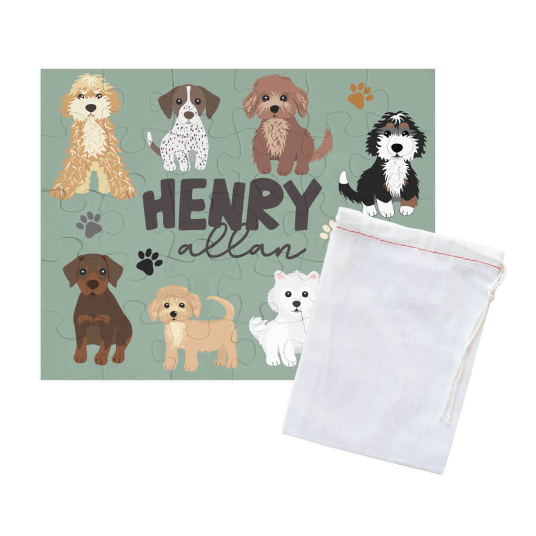  Kids Personalized 30 Piece Puzzle | Green Puppy Pals、mySite、layawaytickets