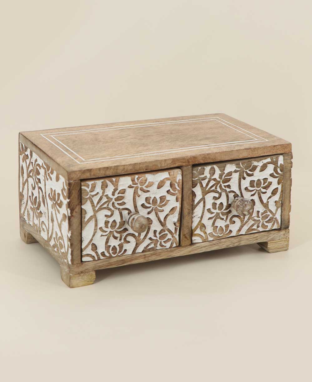 Small Tabletop Carved Wood Lotus Pedestal Riser With Drawers、mySite、topwebapps