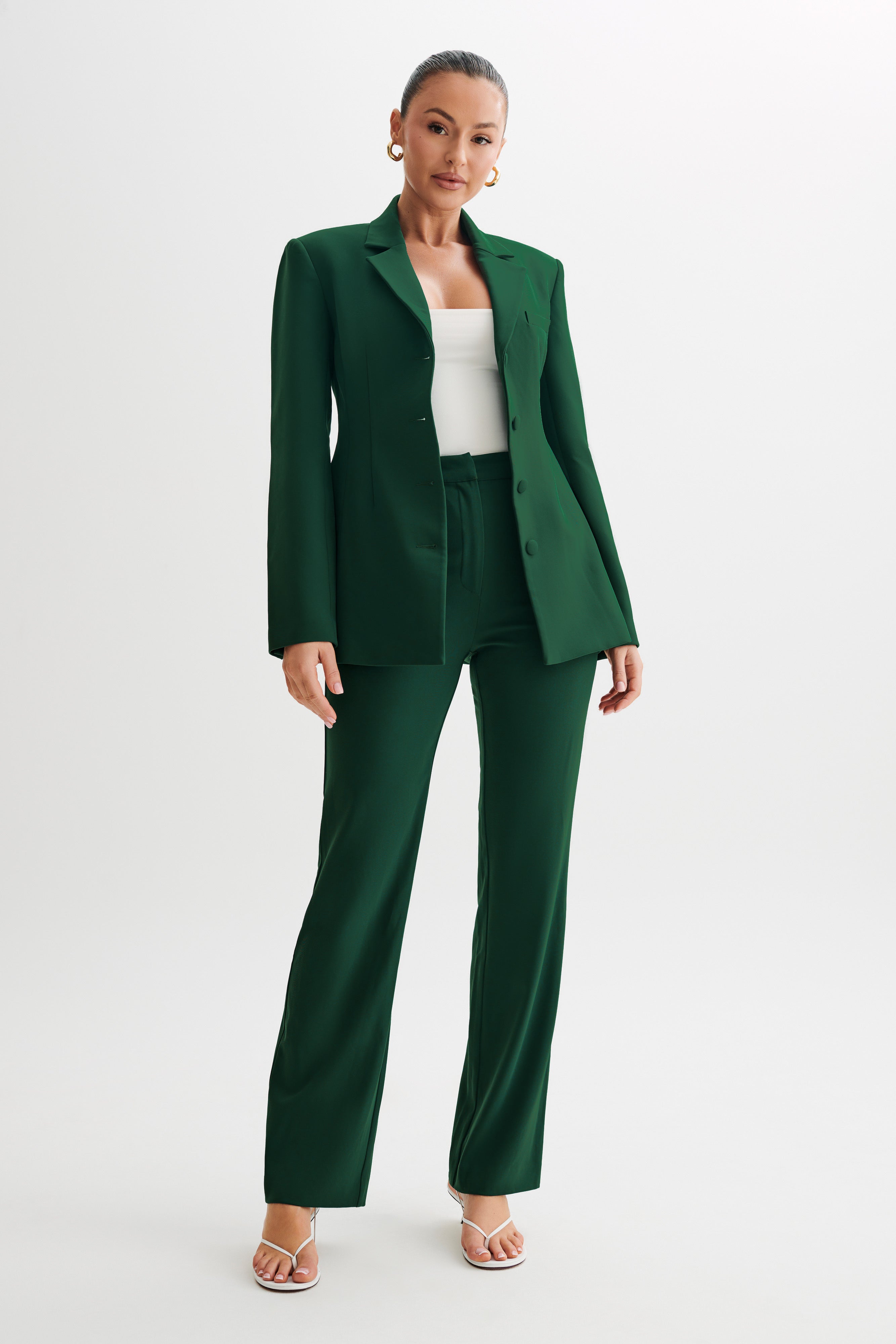 Greer Hourglass Suiting Blazer - Forest Green、mySite、solidvoid