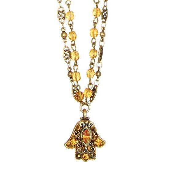 Michal Golan Topaz Double Chain Hamsa Necklace、mySite、topwebapps