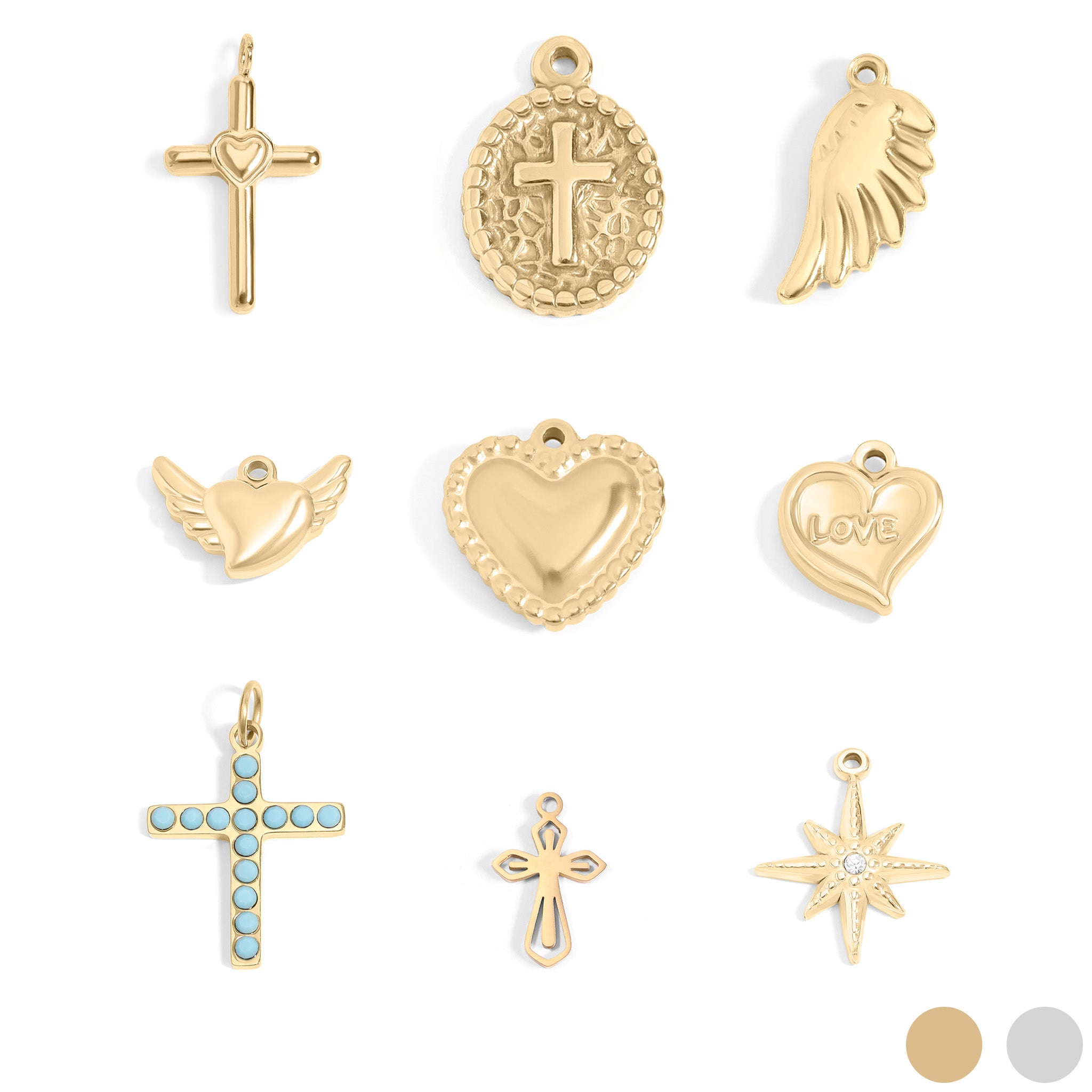 18K Gold PVD Stainless Steel Faith & Love Charm Set / BND0075、mySite、dreamappss