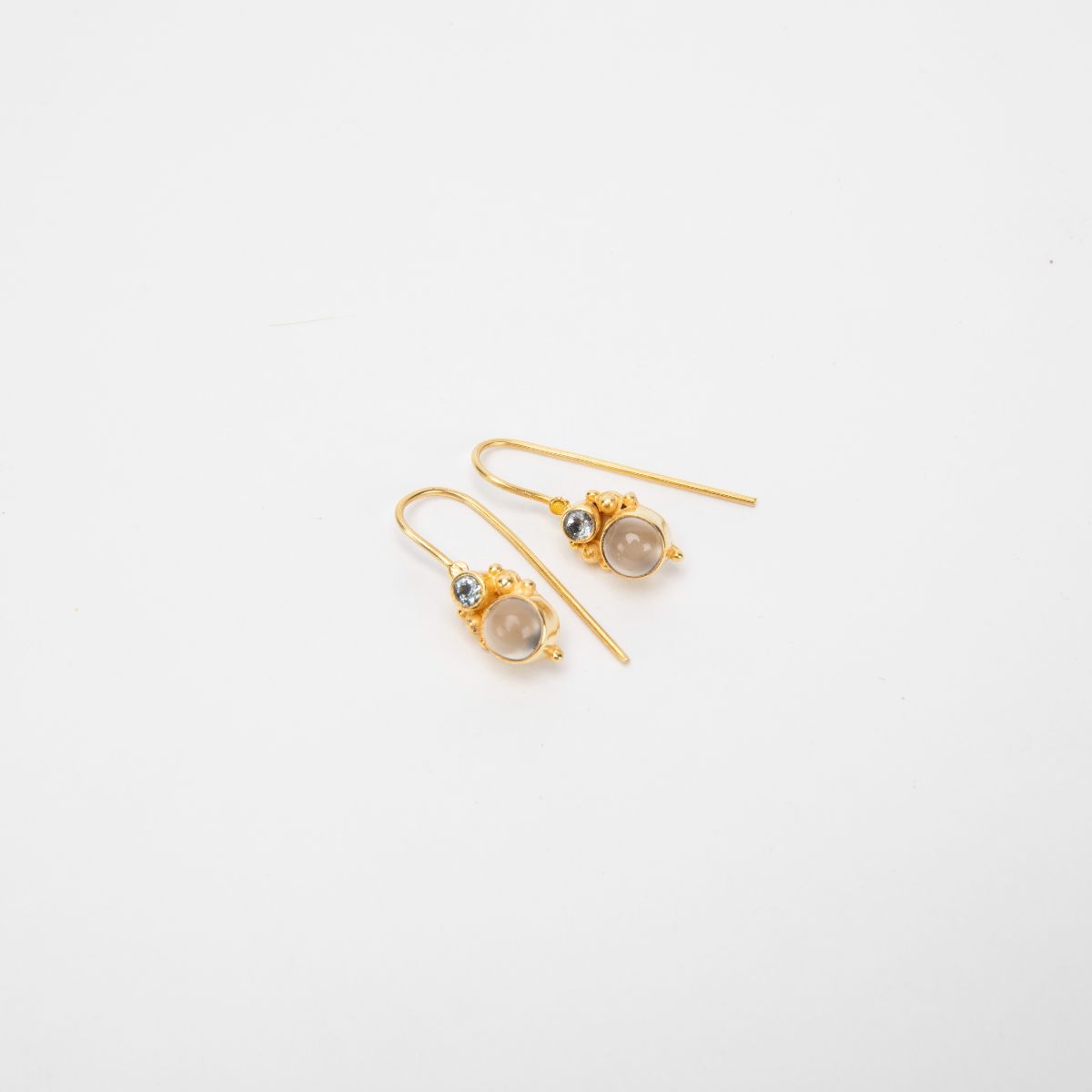 Gold Plated Moonstone and Blue Topaz Drop Earrings、mySite、topwebapps