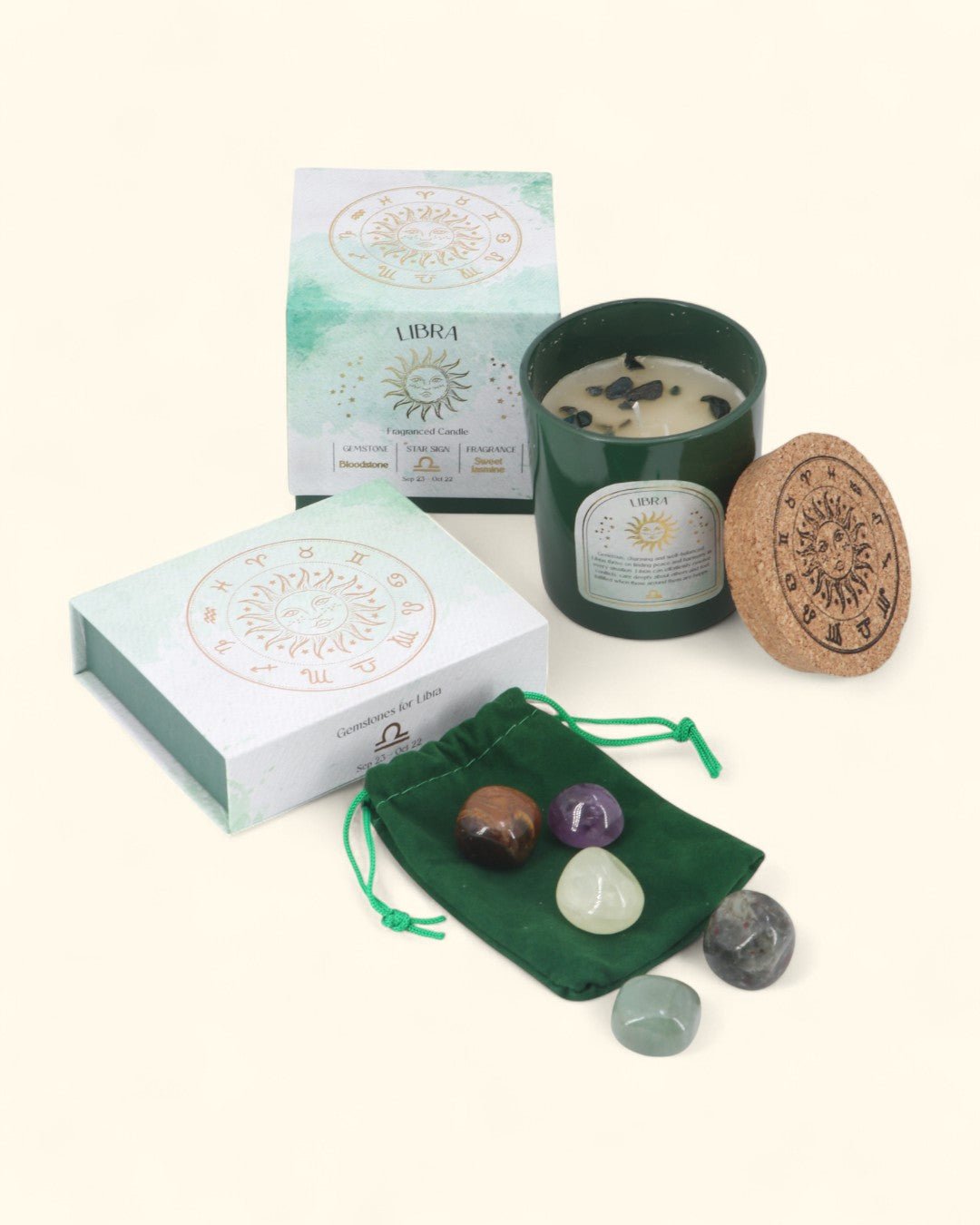 Libra Zodiac Candle & Crystal Tumblestone Set、mySite、topwebapps