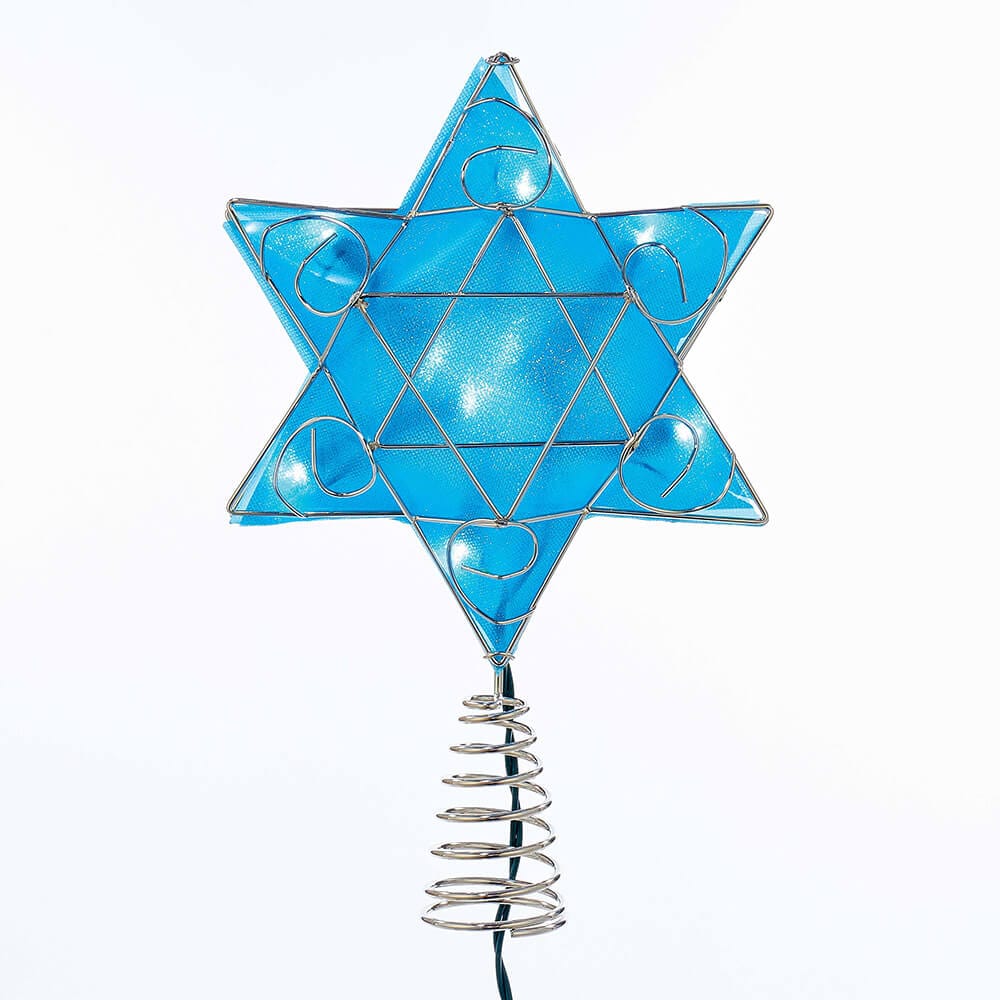 Blue Star of David LED Chrismukkah Tree Topper - Silver、mySite、topwebapps