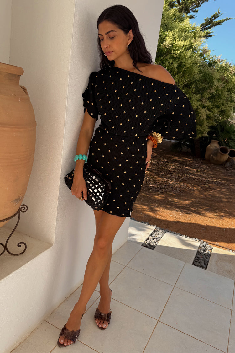 Black Plisse Mini Tilly Dress、mySite、solidvoid