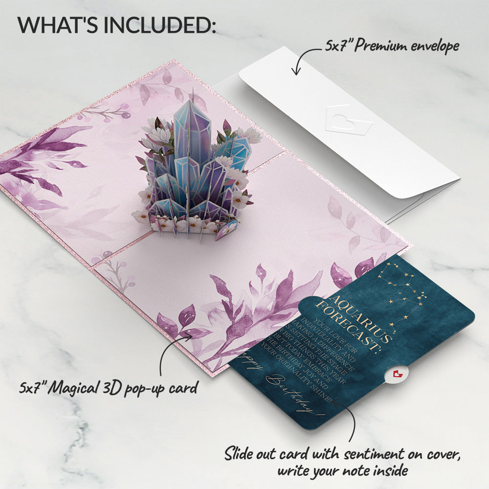 Good Vibes Crystals Birthday Pop-Up Card and Aquarius Zodiac Sentiment Set、mySite、solidvoid