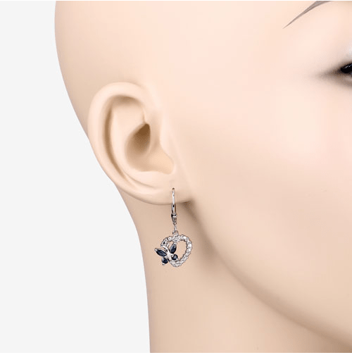 Butterfly and Heart Earrings Genuine Gemstones 925 Sterling Silver、mySite、g9winljtr