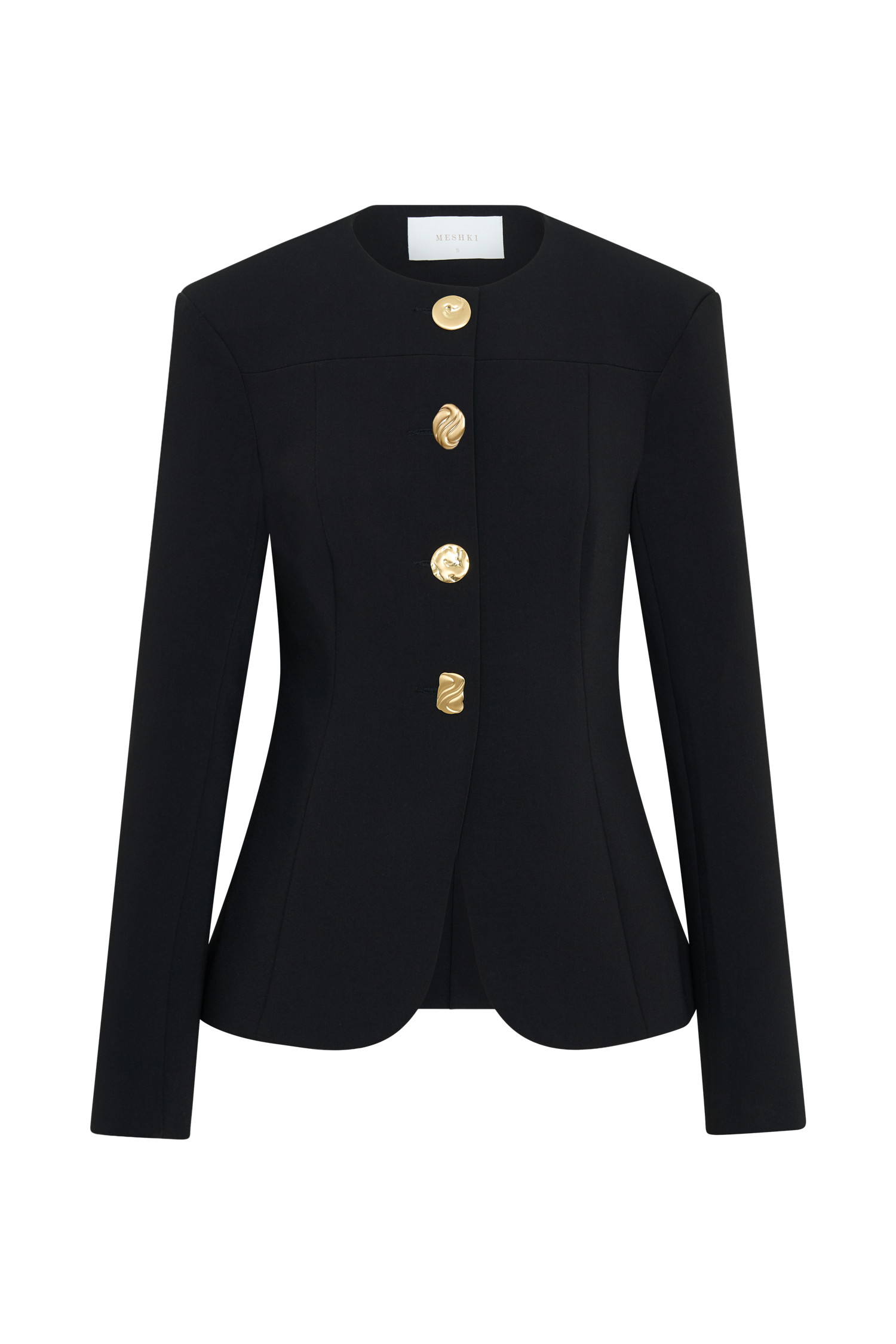 Asia Mixed Button Blazer - Black、mySite、solidvoid