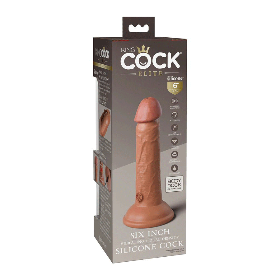 King Cock Elite 6 Inch Vibrating Silicone Dual Density Dong by Pipedream Products、mySite、bottomscart