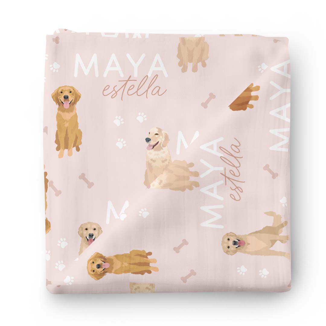  Personalized Baby Name Swaddle Blanket | Golden Retriever、mySite、layawaytickets