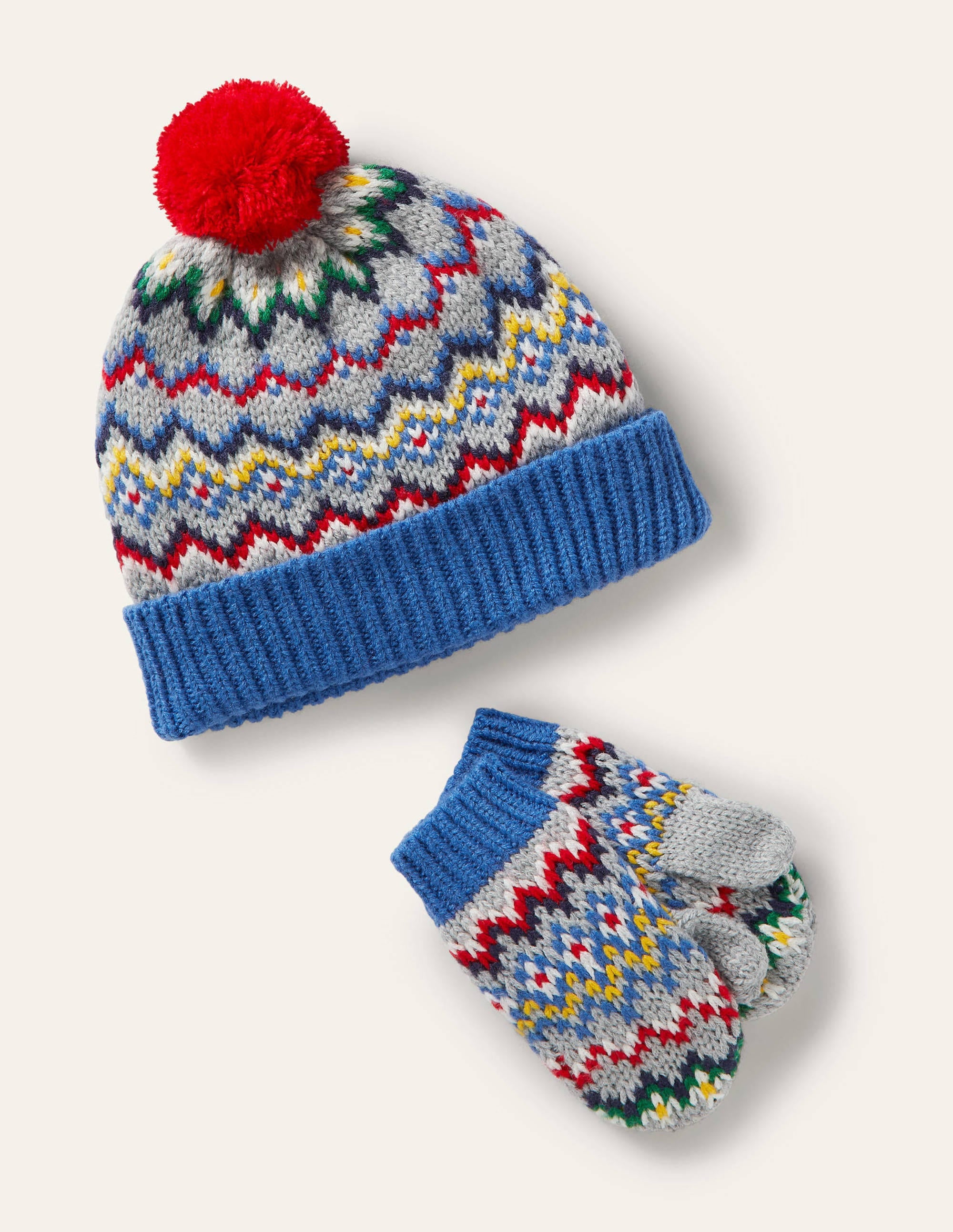 Fair Isle Hat and Mittens Set-Grey Marl、mySite、ashleygrahame