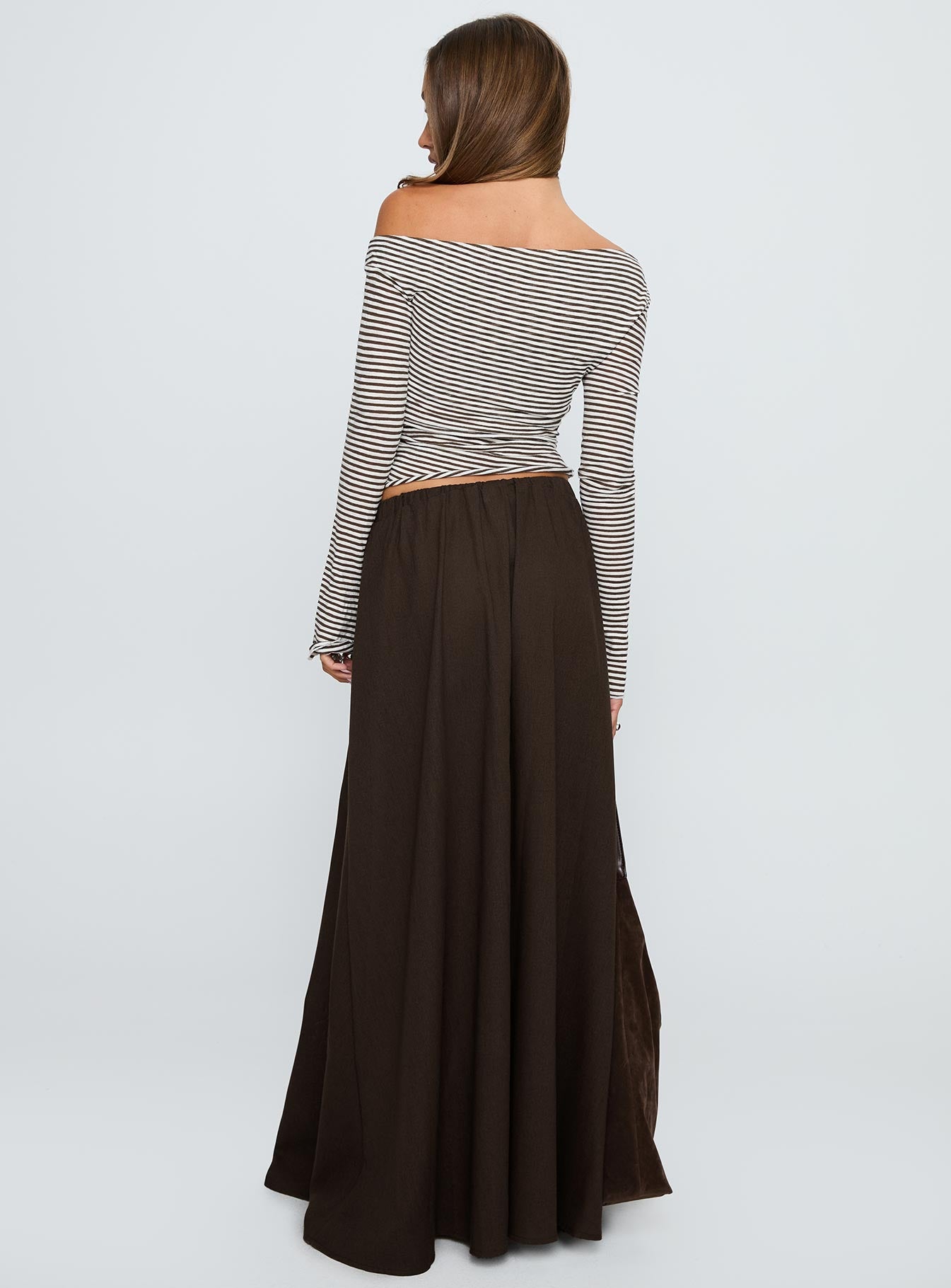 Hallee Maxi Skirt Brown、mySite、solidvoid