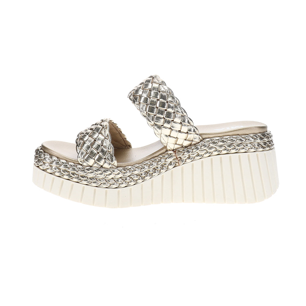 Yoshi Metallic Braided Platform Wedge Sandals、mySite、gtrtttuynbv