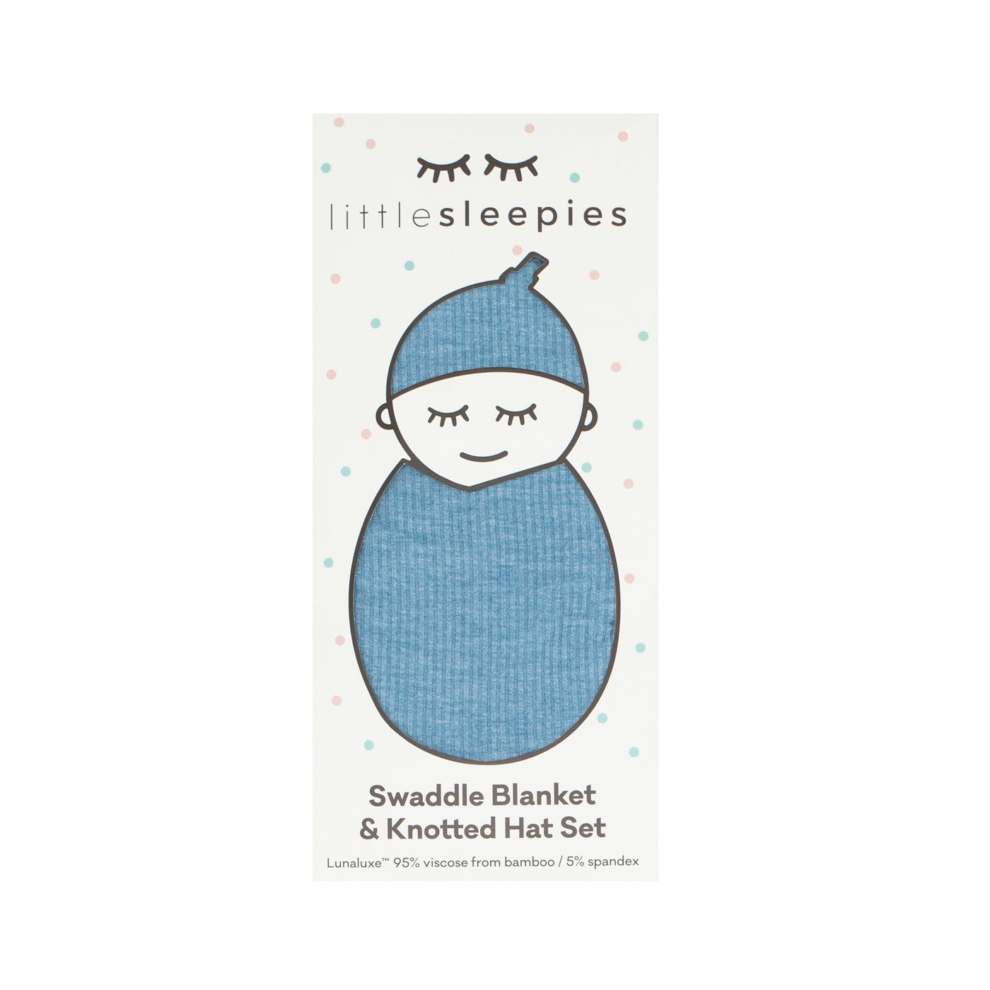 Heather Blue Ribbed Swaddle & Hat Set、mySite、g9winljtr