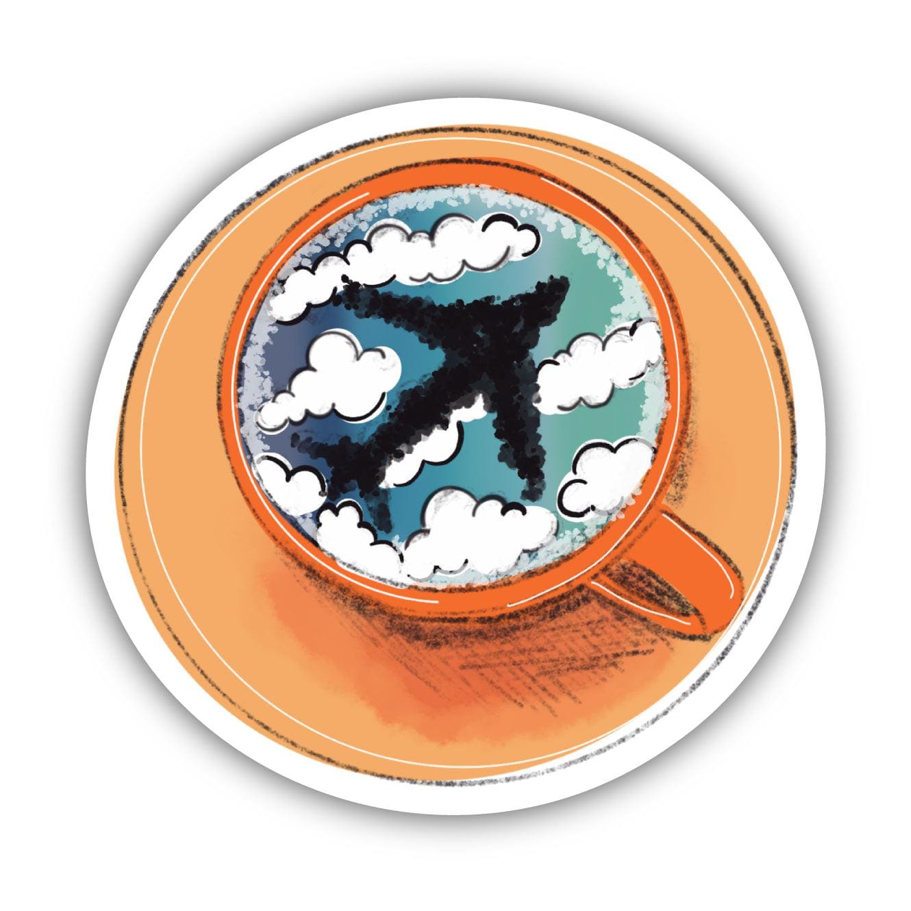  Airplane Latte Art Sticker - Orange、mySite、elrpsem3k