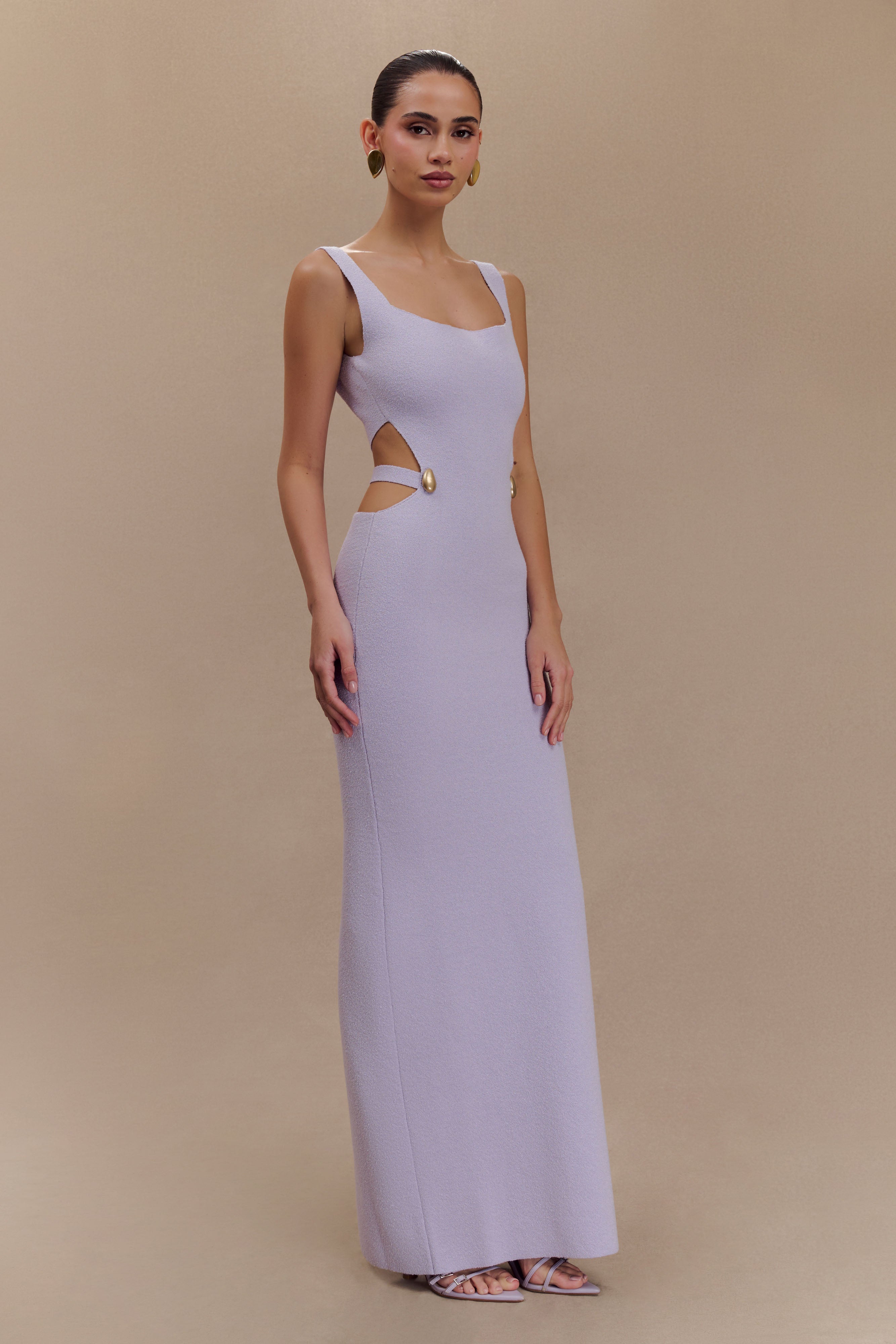 Alysanne Cut Out Knit Maxi Dress - Lilac、mySite、solidvoid