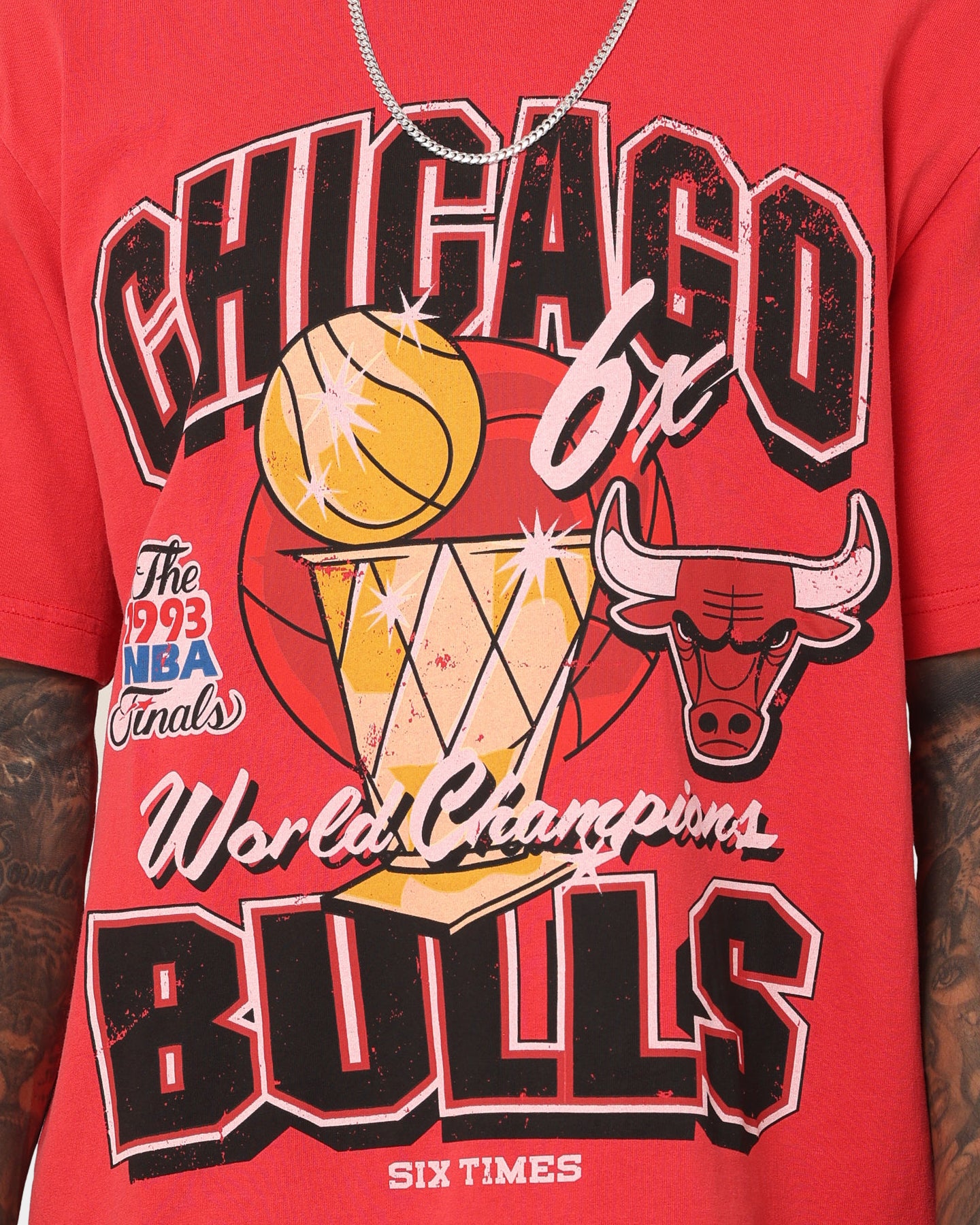 Mitchell & Ness Chicago Bulls Champion History Vintage T-Shirt Faded Red、mySite、zt4zffjzw