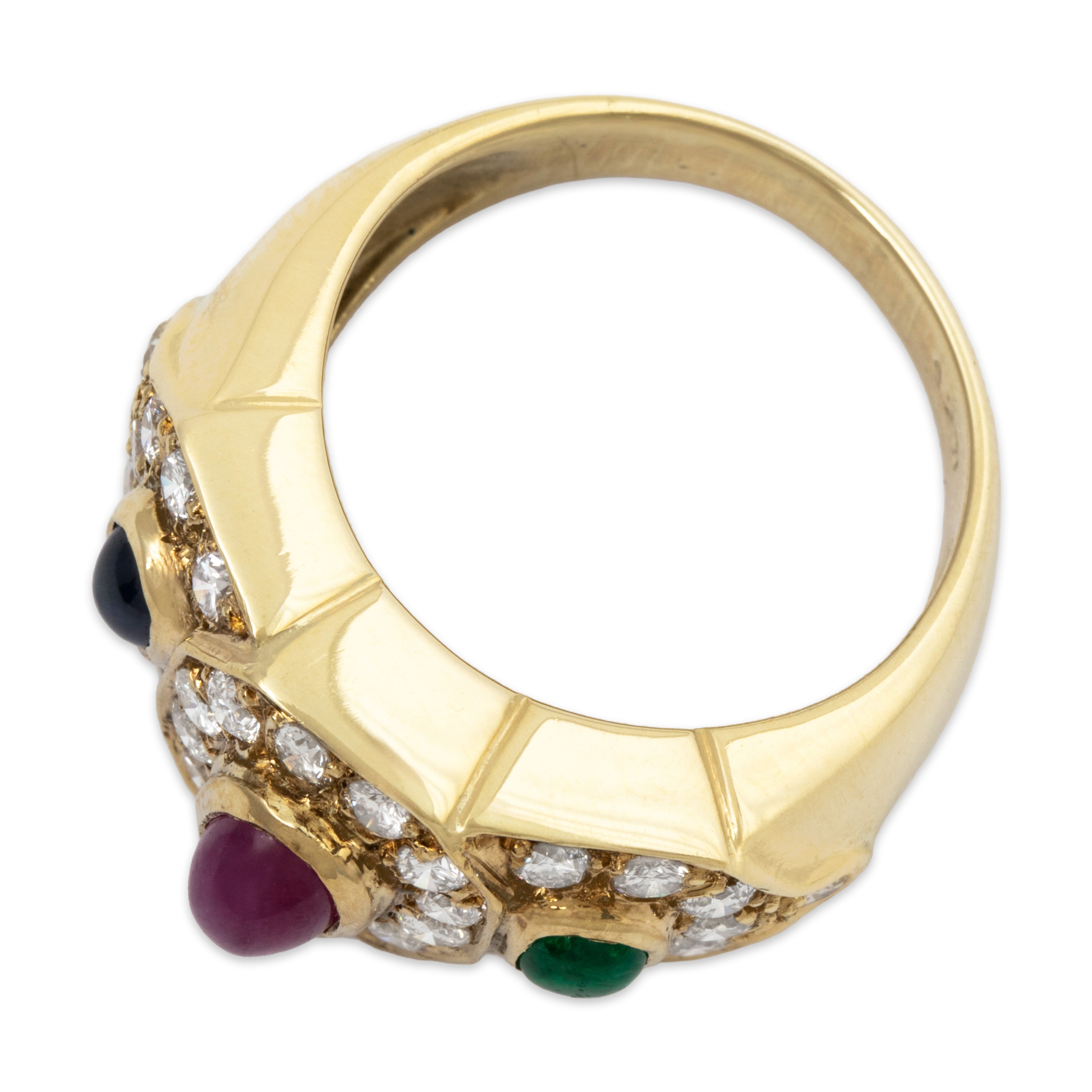 Vintage 14k Yellow Gold Diamond Ruby Sapphire Emerald Statement Ring、mySite、hinf8tx79