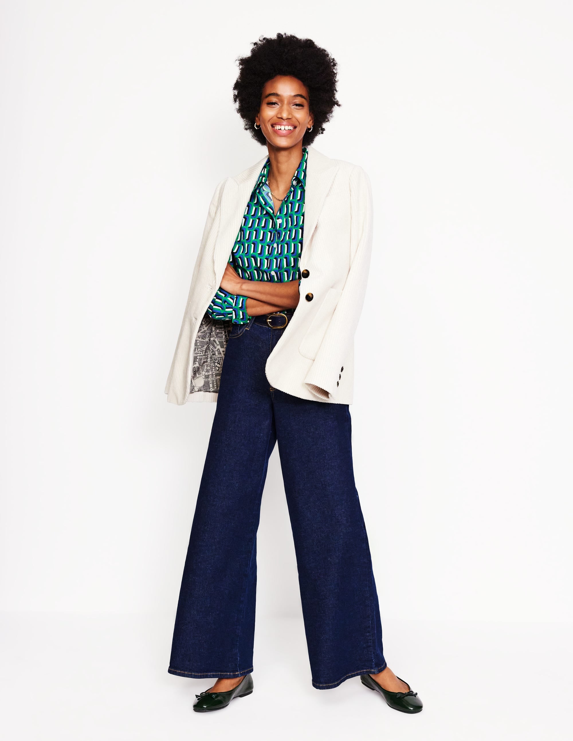  Sienna Cotton Shirt-Green and Blue, Falling Geo、mySite、ashleygrahame