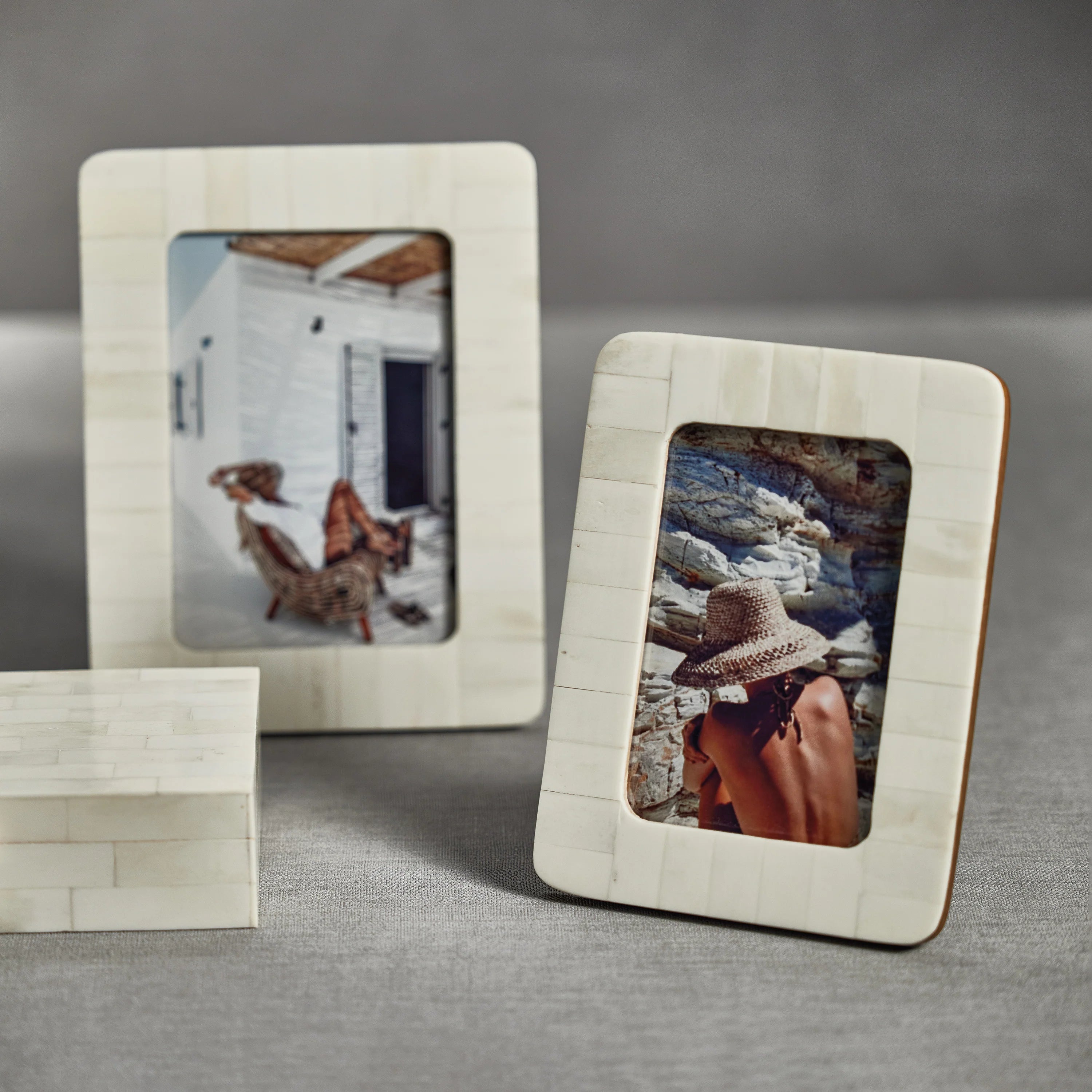  Côte d'Ivoire White Bone Inlay Photo Frame with Rounded Corners、mySite、elrpsem3k