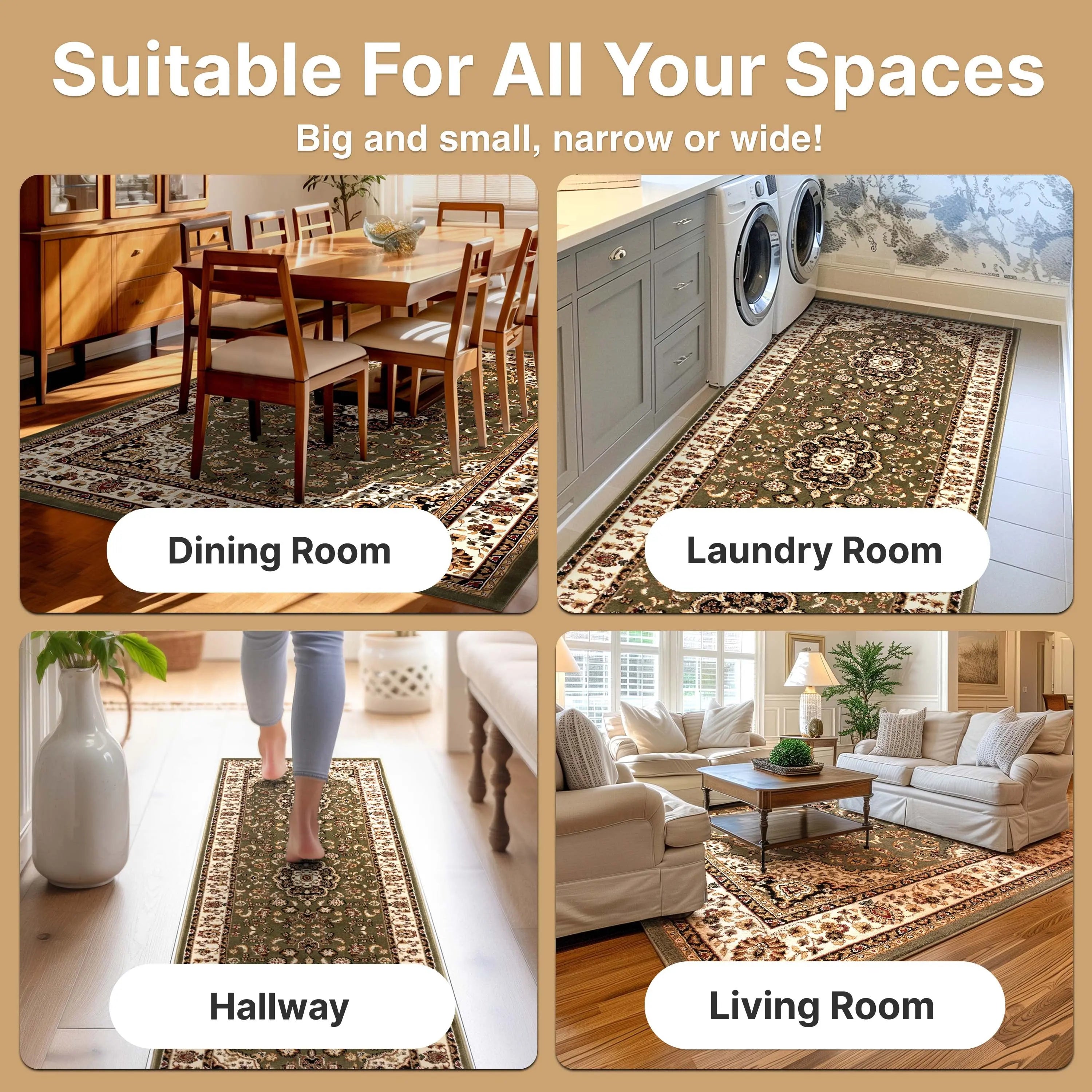 Medallion Kashan Green Traditional Rug、mySite、gigharbornorthrealestate