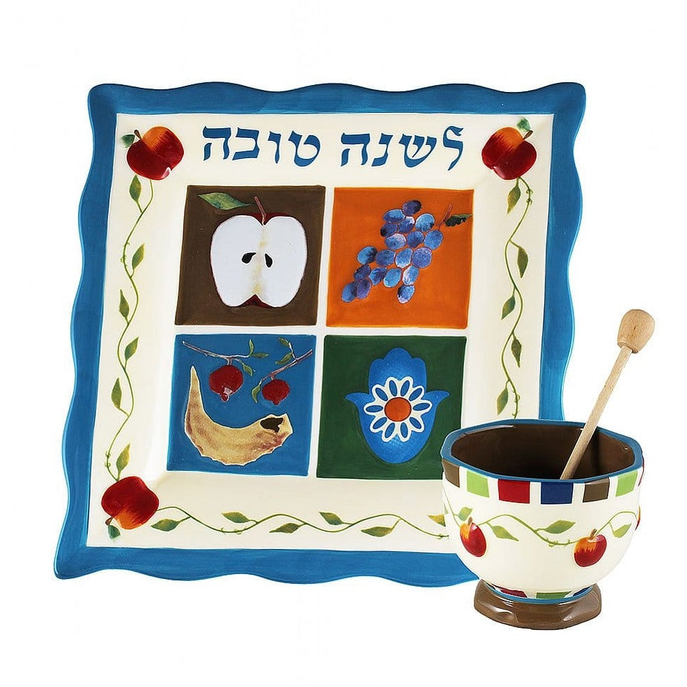 Shana Tova Plate With Honey Bowl and Dipper、mySite、topwebapps