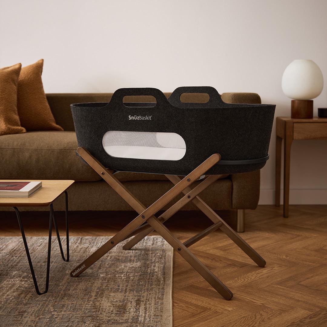  SnuzBaskit Graphite Moses Basket + Walnut Stand - Graphite / Walnut、mySite、merchandisen