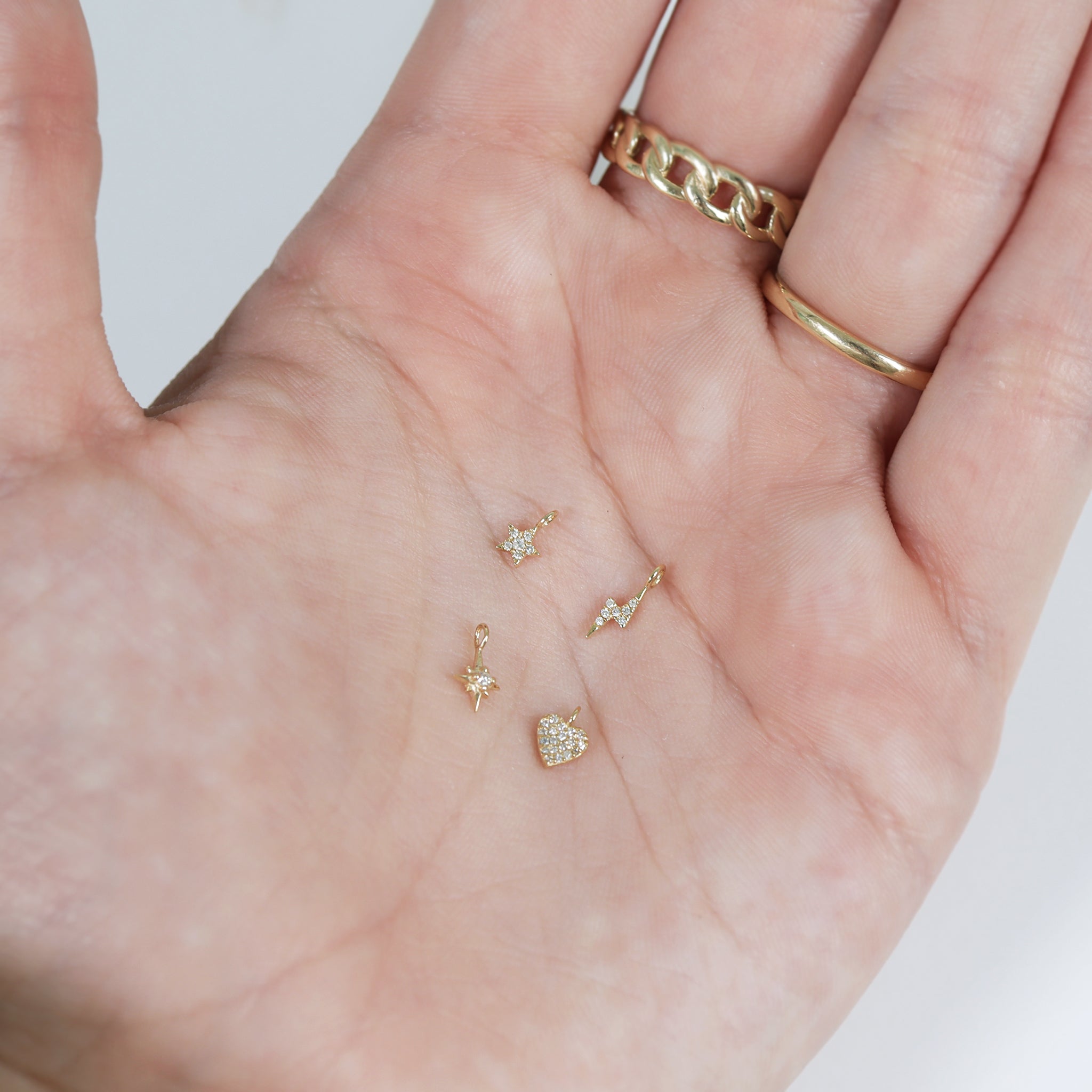 Permanent Jewelry 14K Solid Gold Diamond Star Charm / PMJ1013、mySite、dreamappss