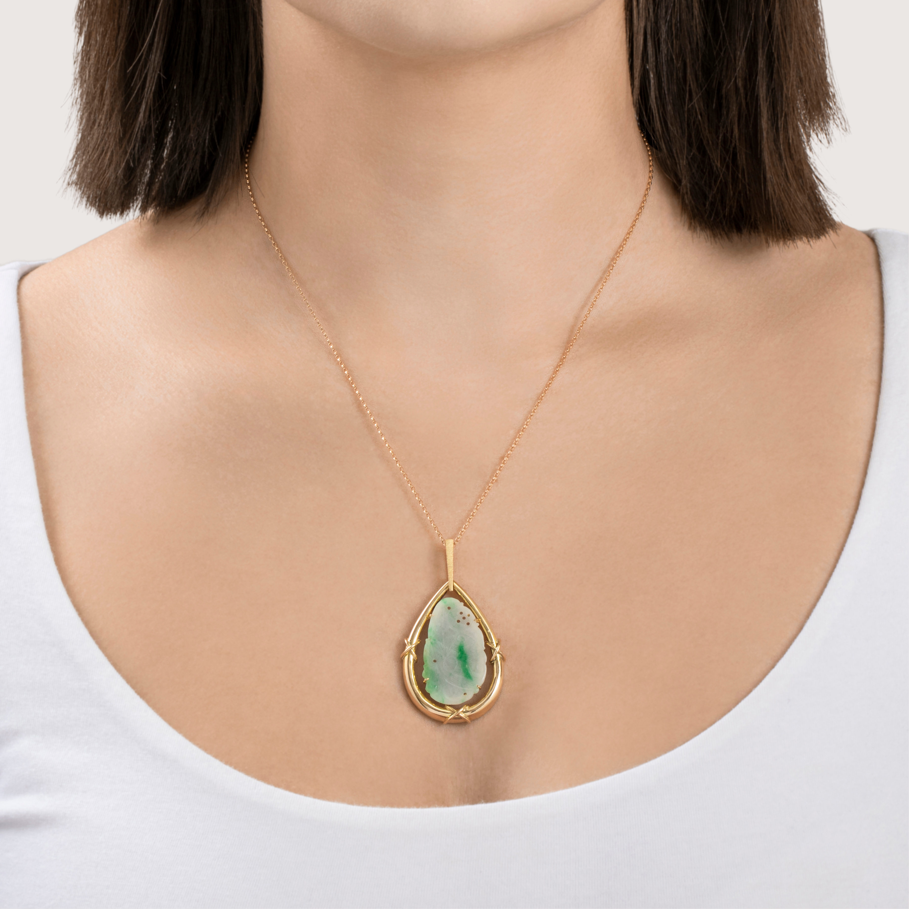 Vintage Large 14k Yellow Gold 4ct Jade Intricate Carvings Pendant、mySite、hinf8tx79