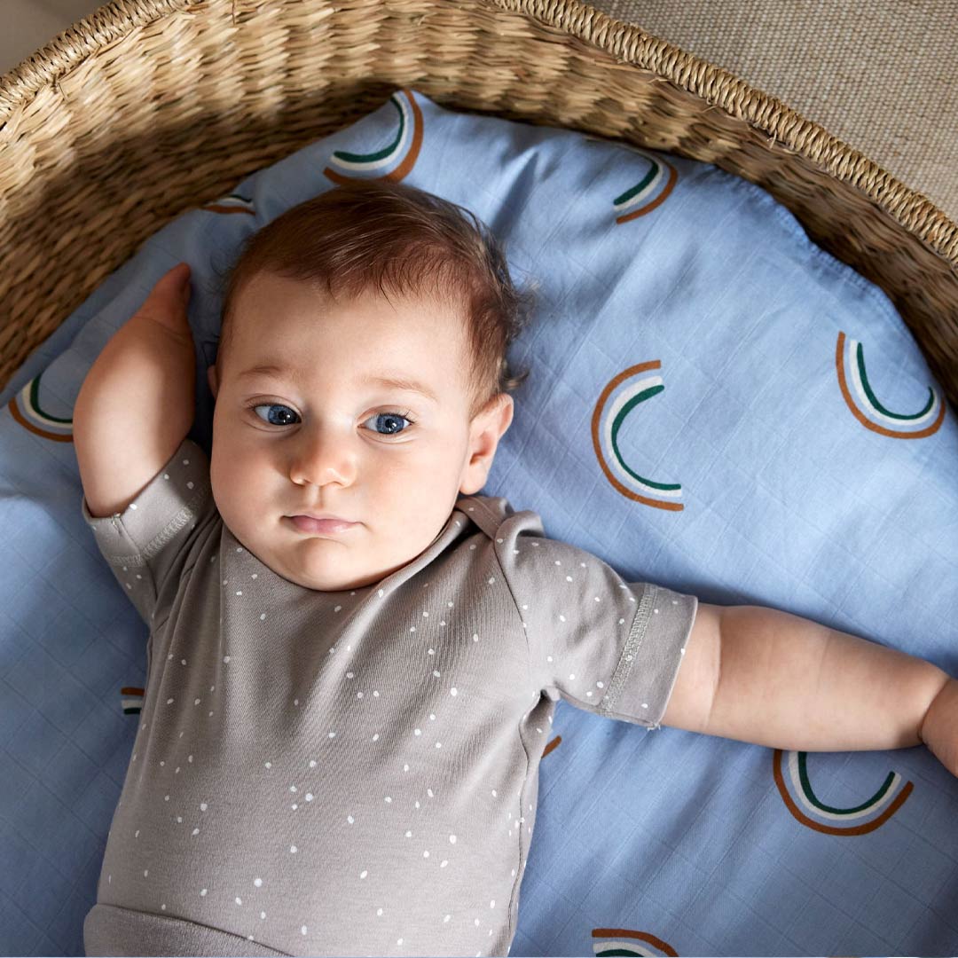  Lassig Heavenly Soft Swaddles - Happy Rascals - Sky Blue - Smiley、mySite、merchandisen