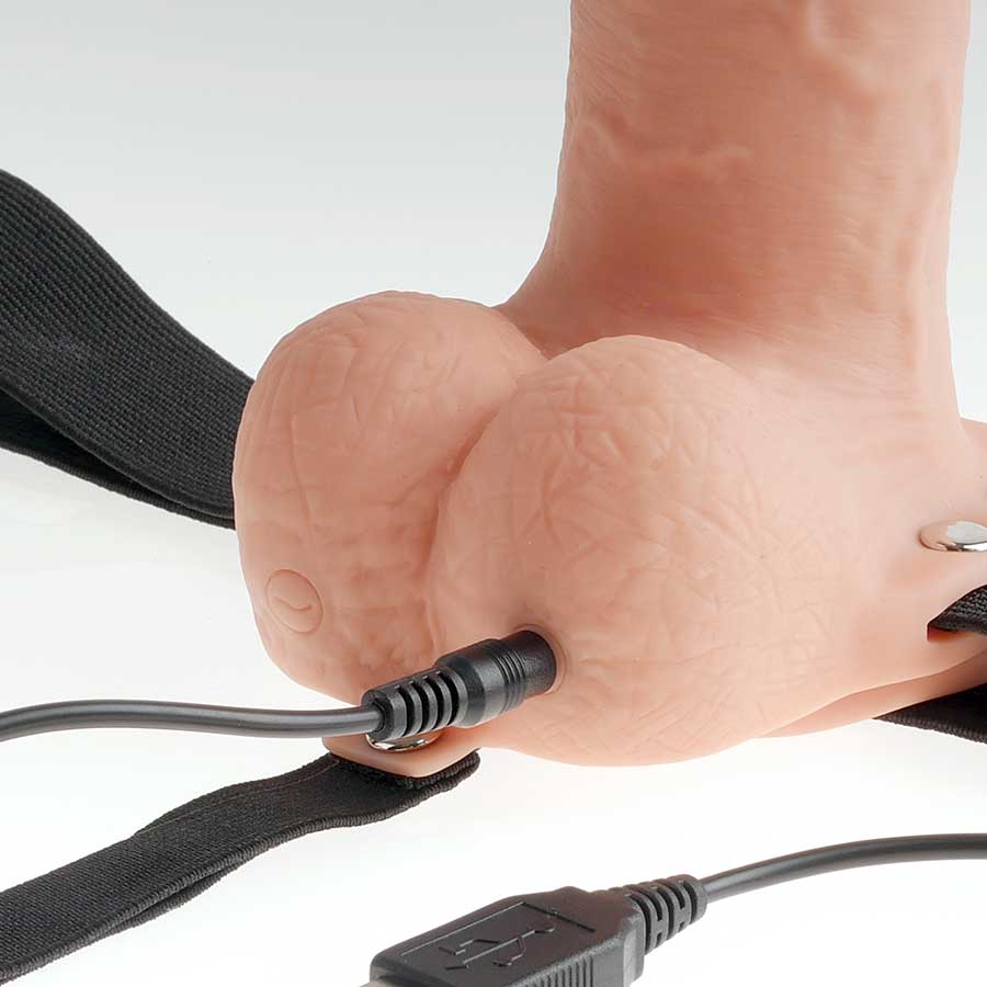 11 Inch Tan Rechargeable Vibrating Hollow Strap On Penis Extension by Fetish Fantasy、mySite、bottomscart