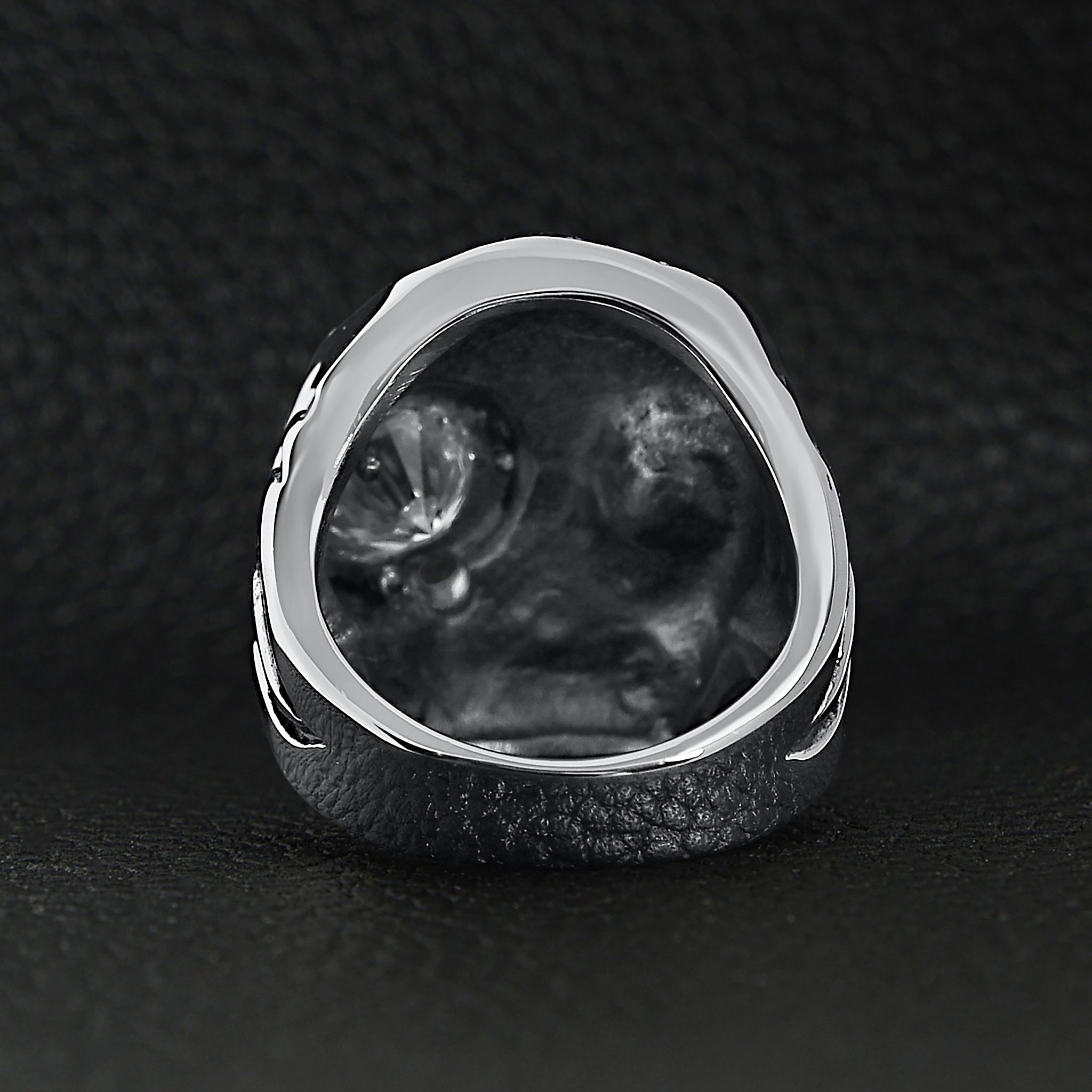 Stainless Steel Skull Smoking 18K Gold PVD Coated Cigar And Single CZ Eye Ring / SCR4047、mySite、dreamappss
