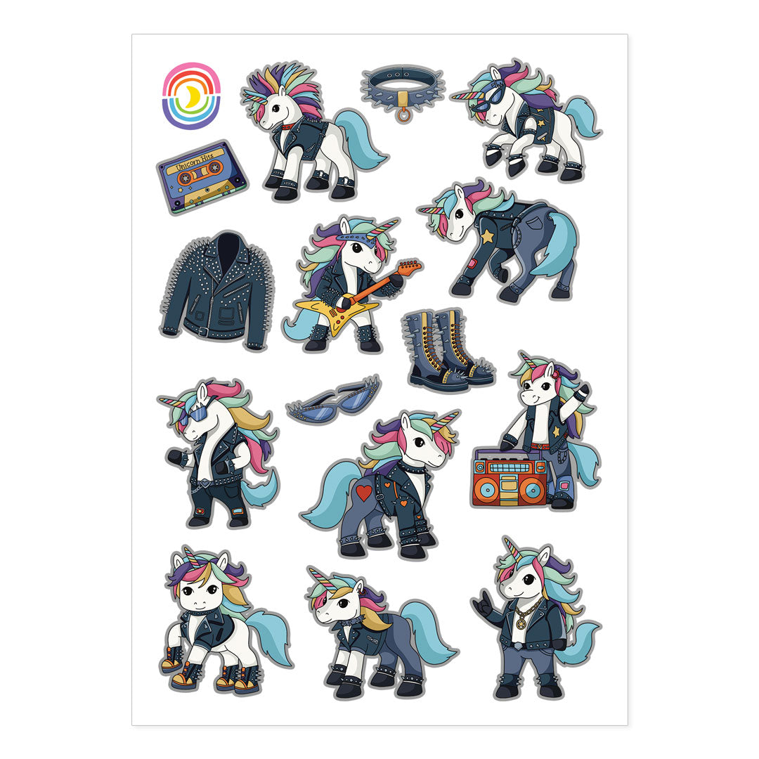  Rock n Roll Unicorn Foil Sticker Sheet、mySite、ghnorth