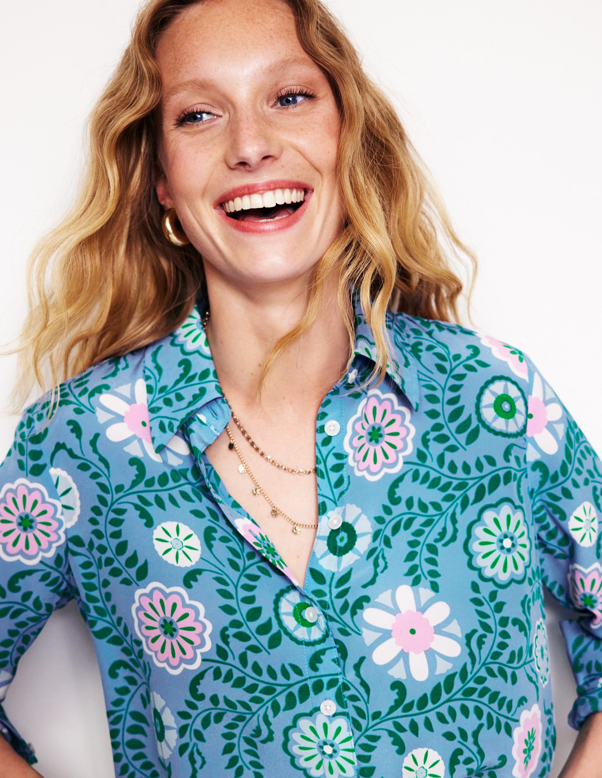  Sienna Silk Shirt-Vintage Blue, Meadow Vine、mySite、ashleygrahame