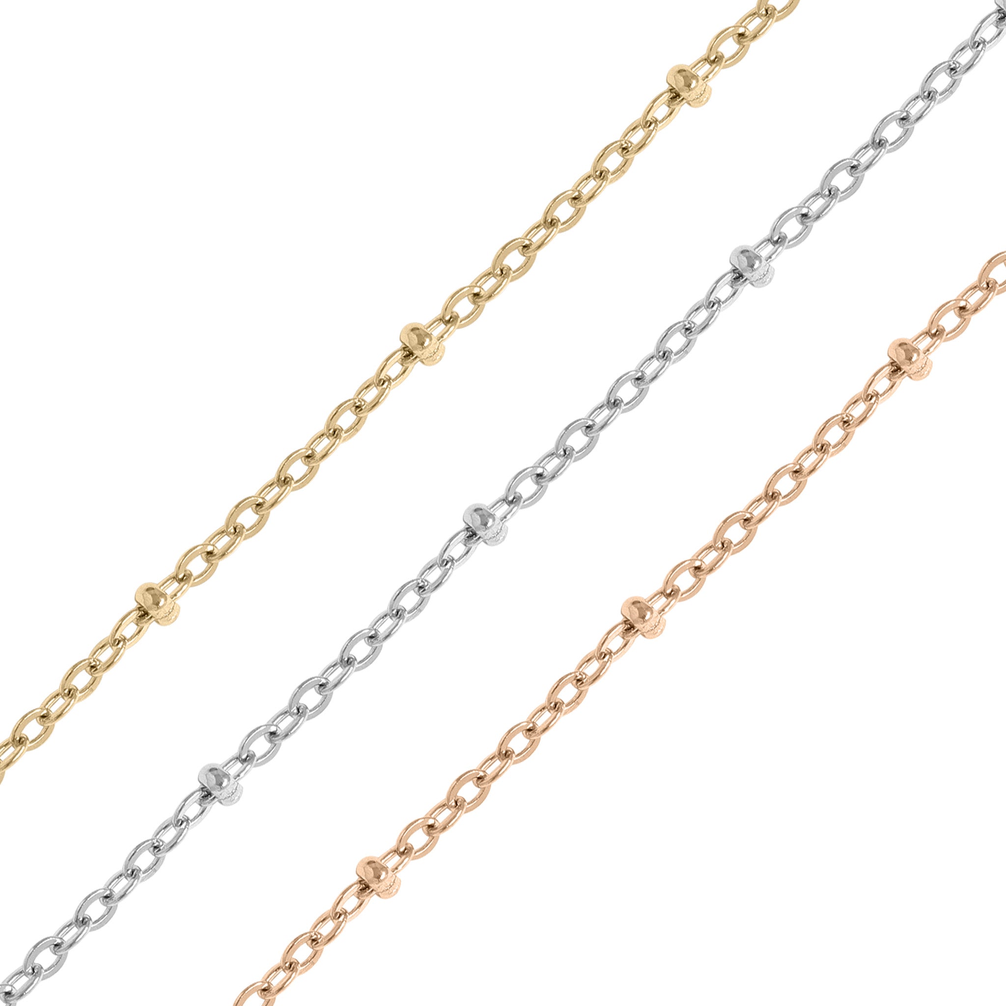 2.5mm 18K Gold PVD Stainless Steel Beaded Satellite Permanent Jewelry Chain By The Foot / SPL1006、mySite、dreamappss